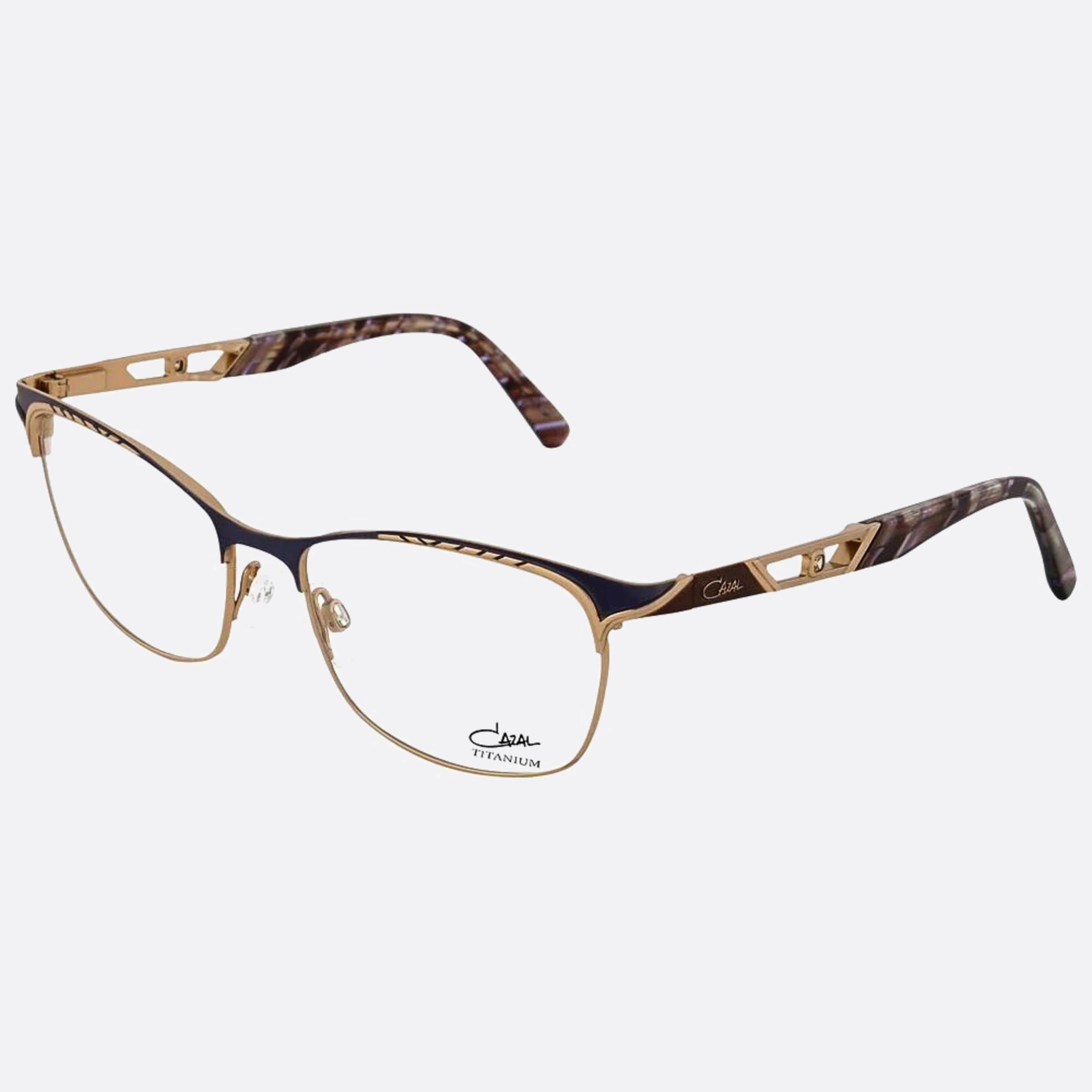 Cazal 54mm Cazal Gold Rectangle Unisex Eyeglasses - Side View