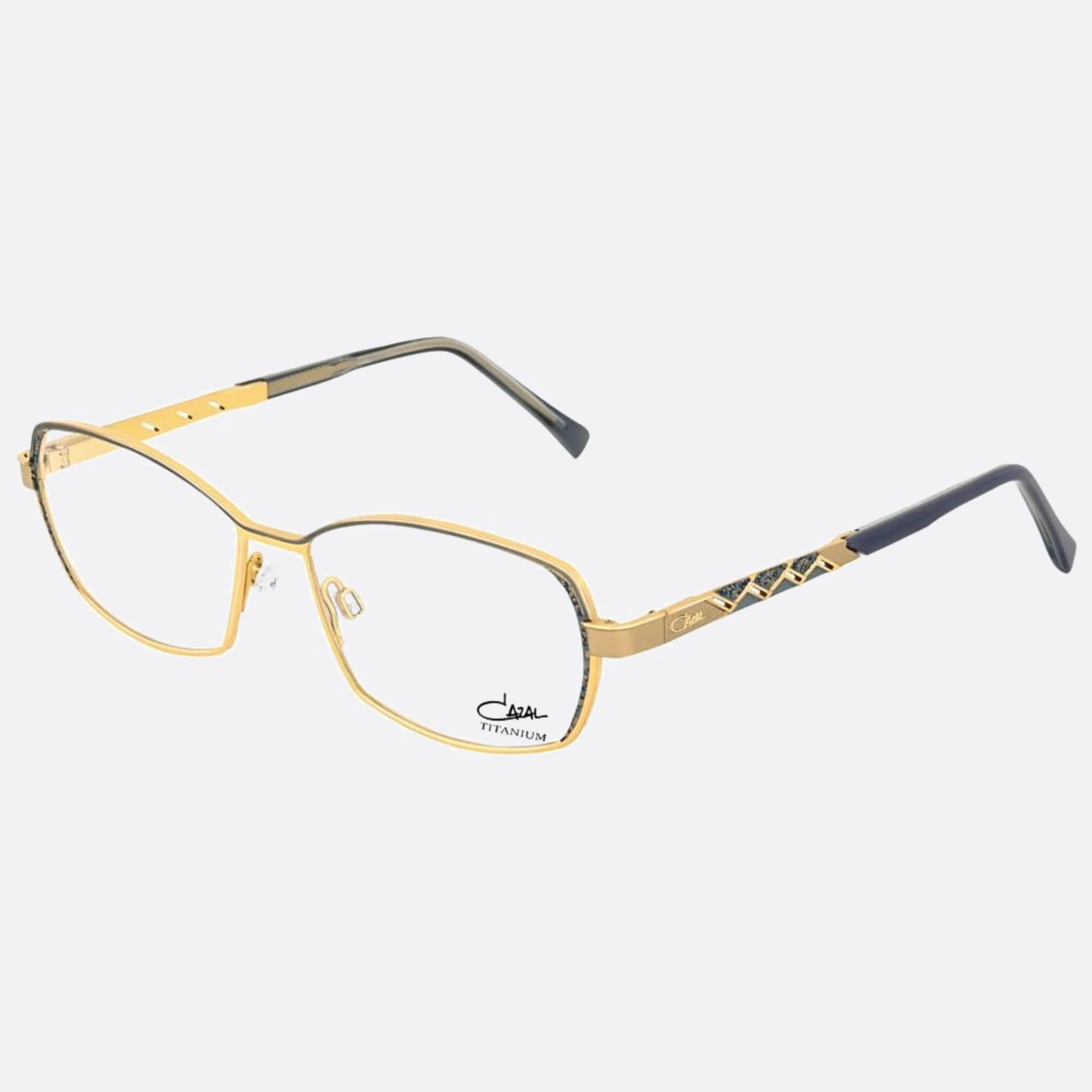 Cazal 54mm Cazal Sgld Gold Squared Unisex Eyeglasses - Side View