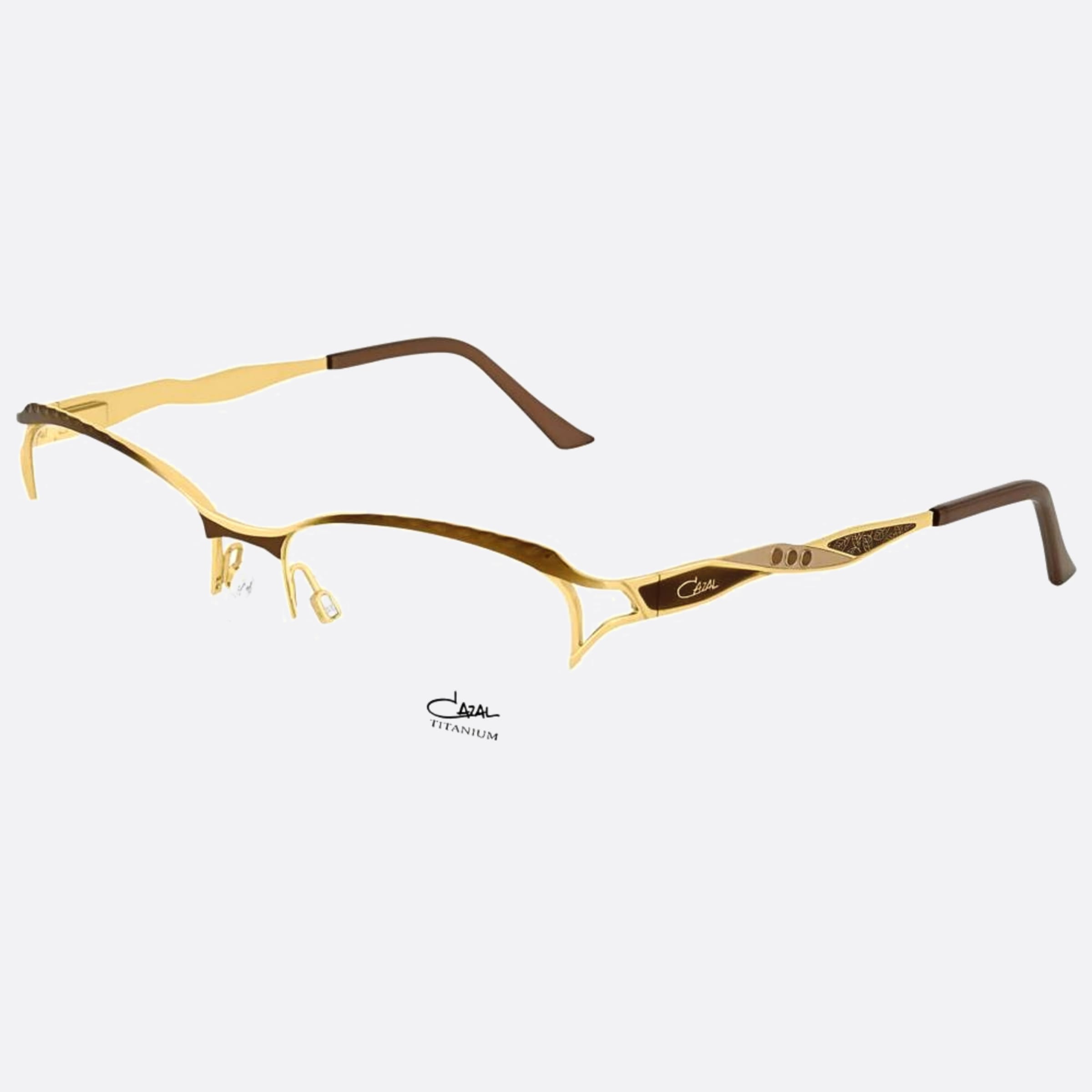 Cazal 53mm Cazal Bgl Gold Cat Eye Unisex Eyeglasses - Side View