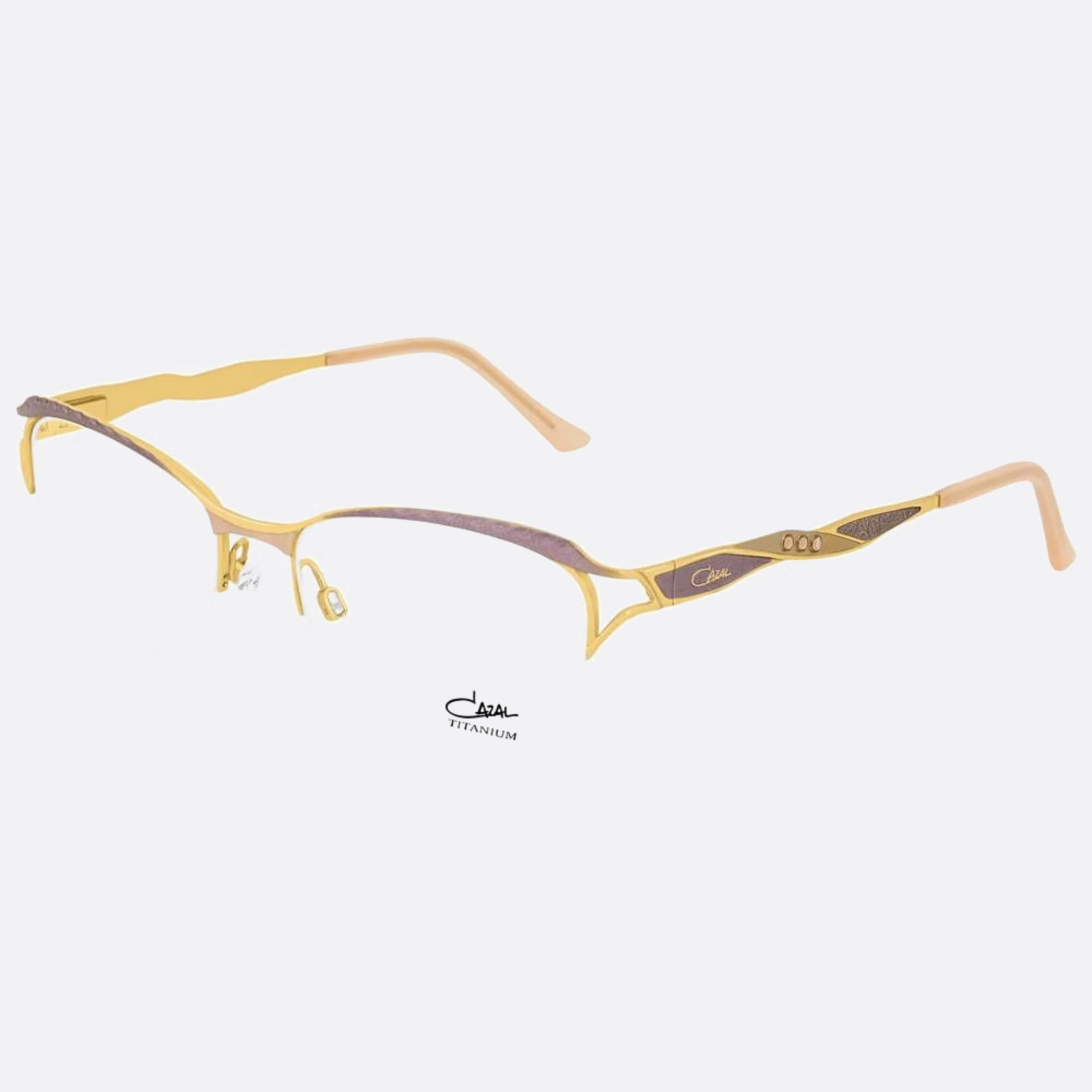 Cazal 53mm Cazal Vgld Gold Cat Eye Unisex Eyeglasses - Side View