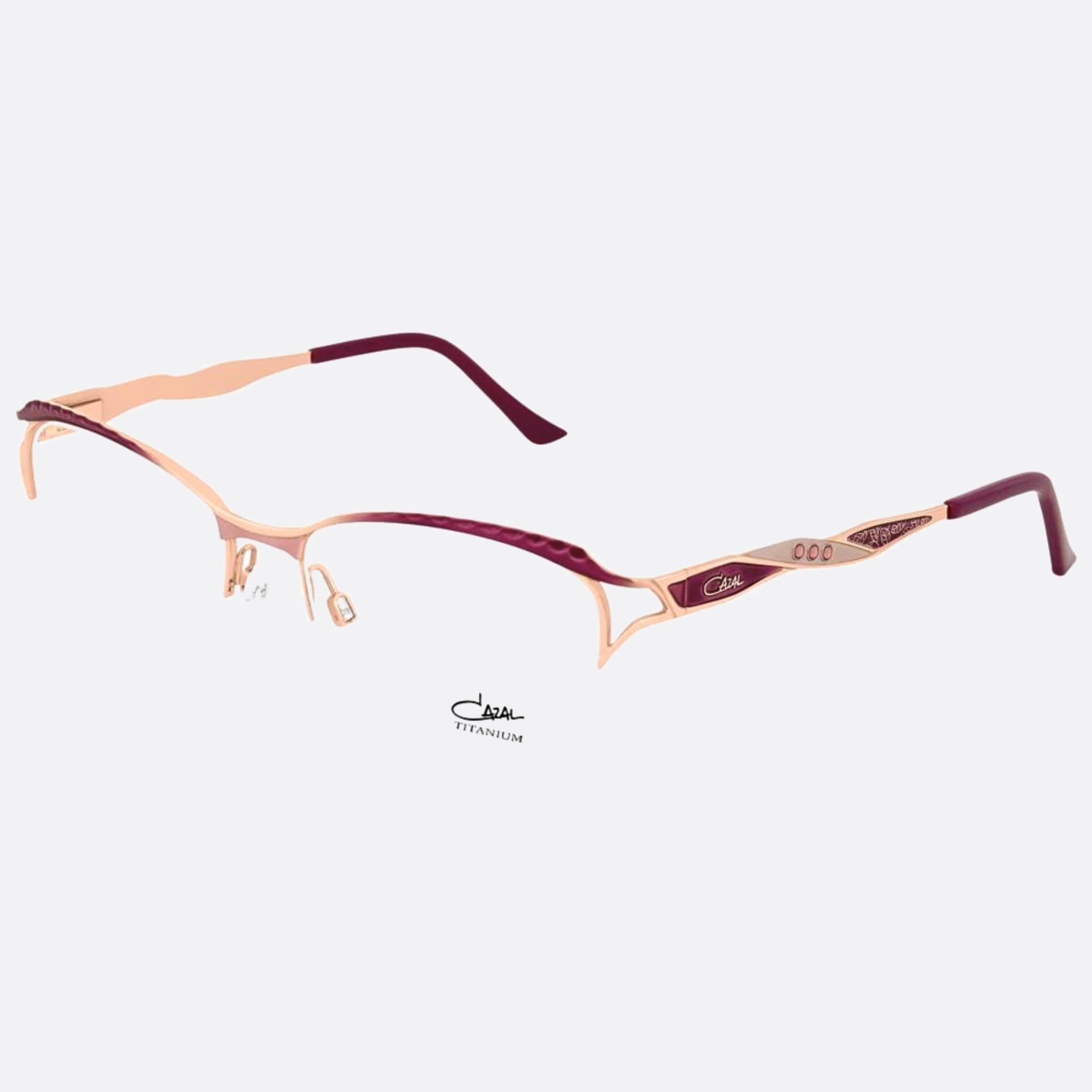 Cazal 53mm Cazal Fgld Rose Gold Cat Eye Unisex Eyeglasses - Side View