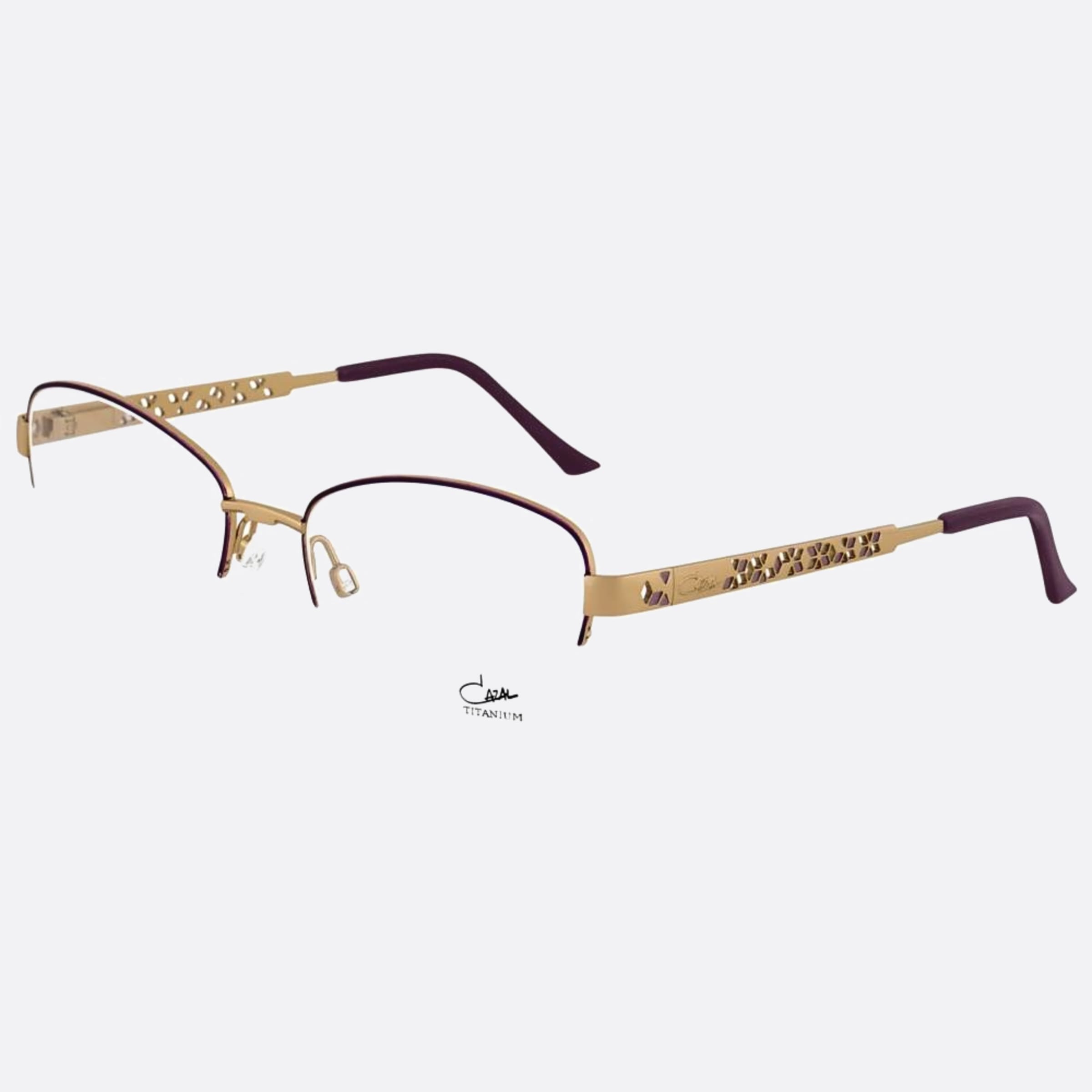Cazal 53mm Cazal Vgld Gold Squared Unisex Eyeglasses - Side View
