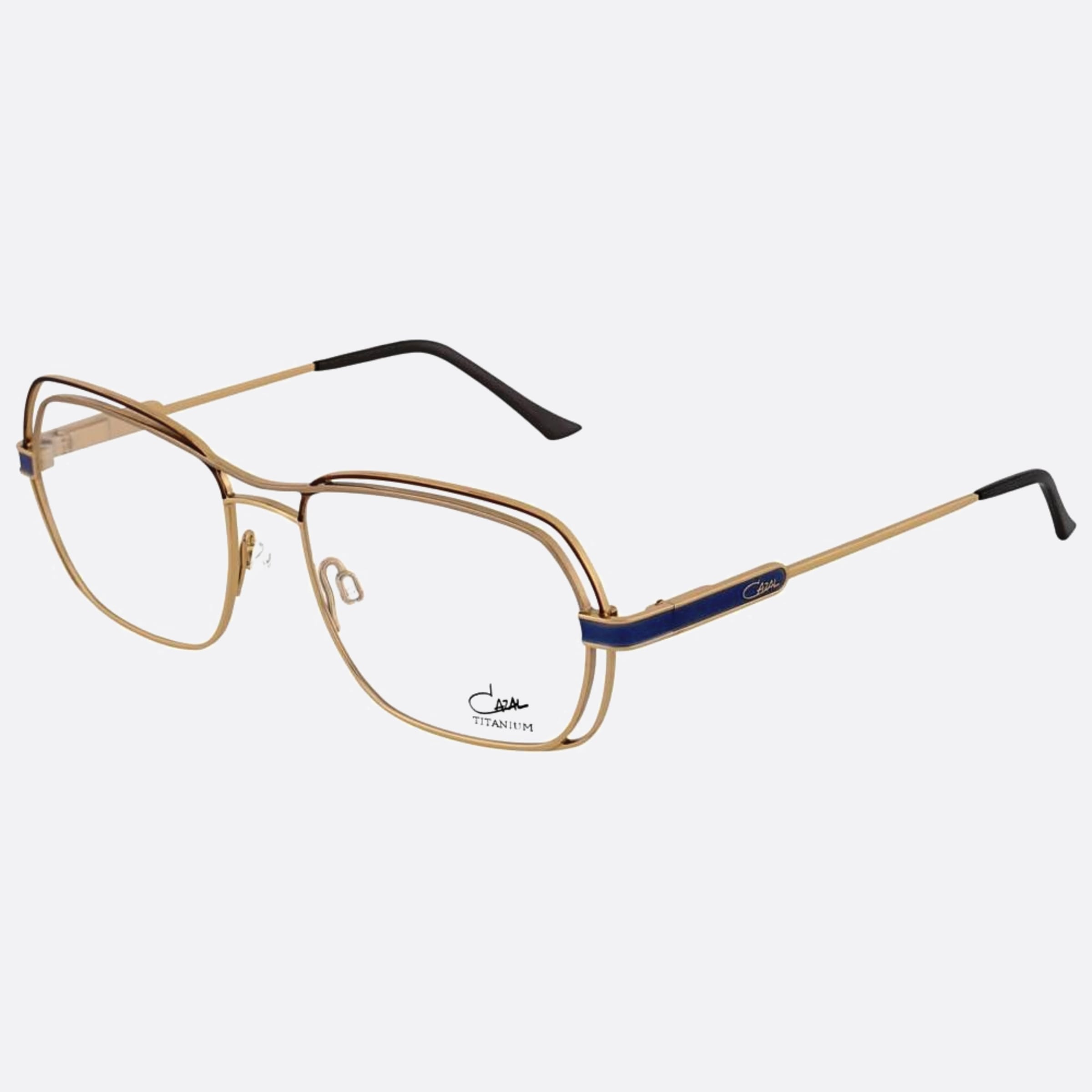 Cazal 53mm Cazal Blgld Gold Squared Unisex Eyeglasses - Side View
