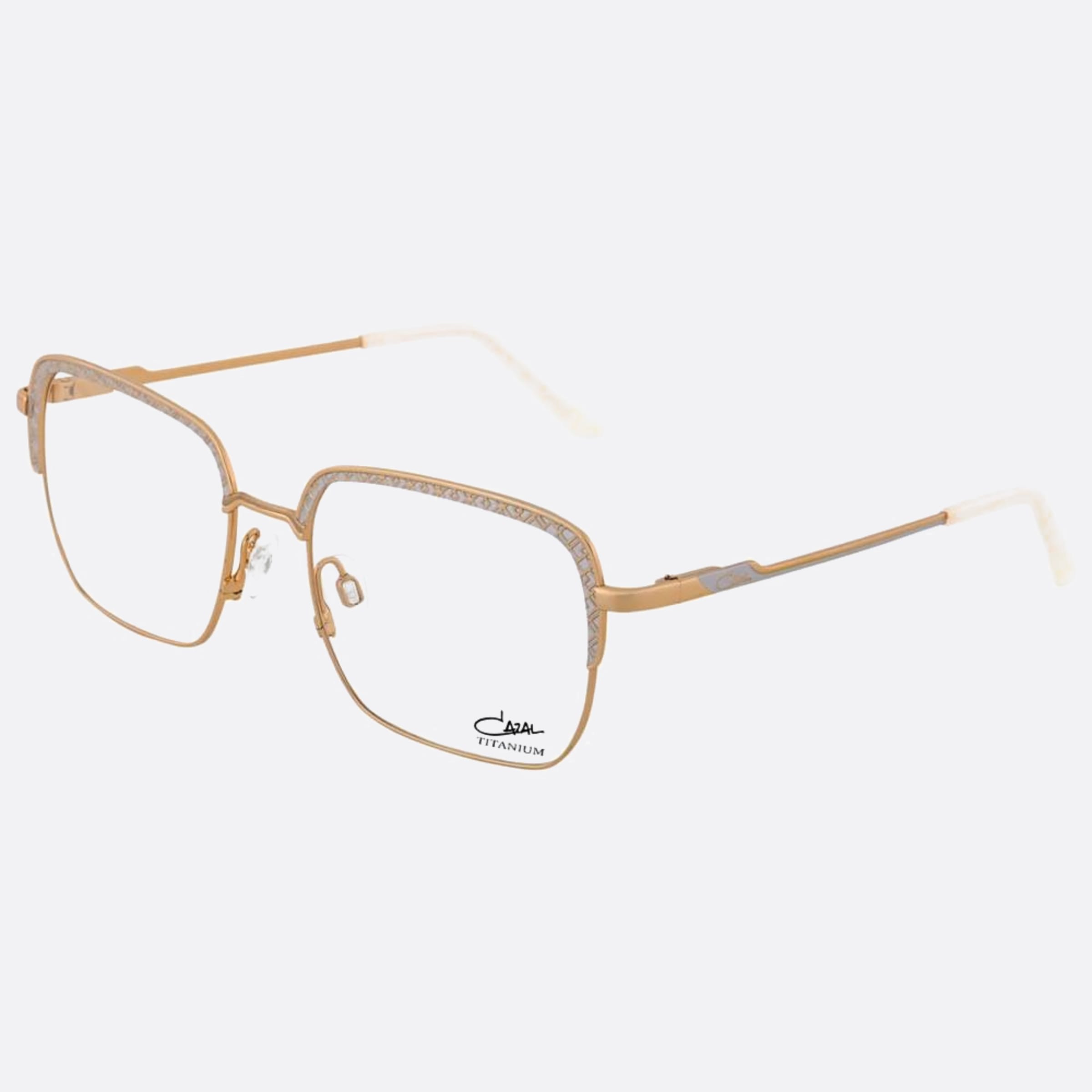 Cazal 54mm Cazal Sigd Gold Squared Unisex Eyeglasses - Side View
