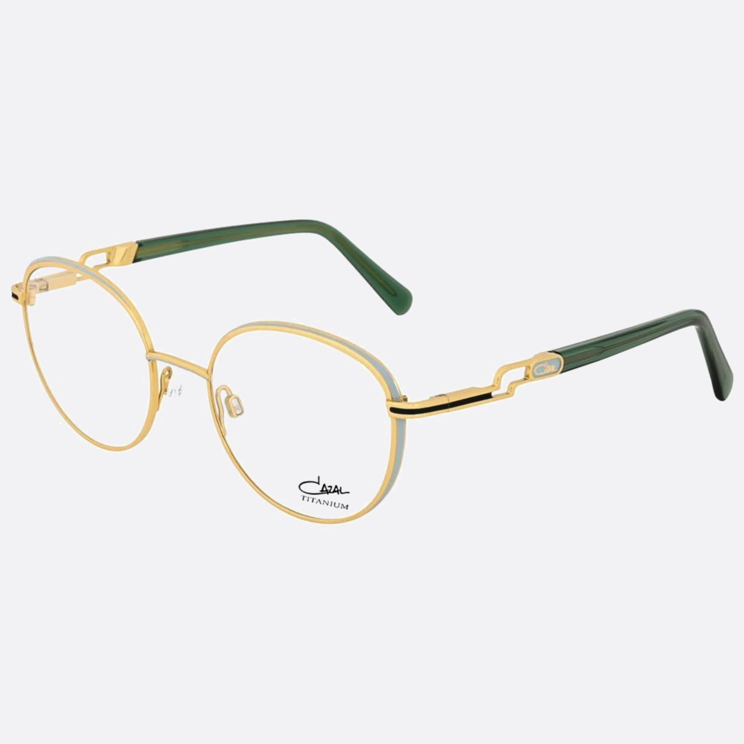Cazal 50mm Cazal Grgd Gold Round Unisex Eyeglasses - Side View