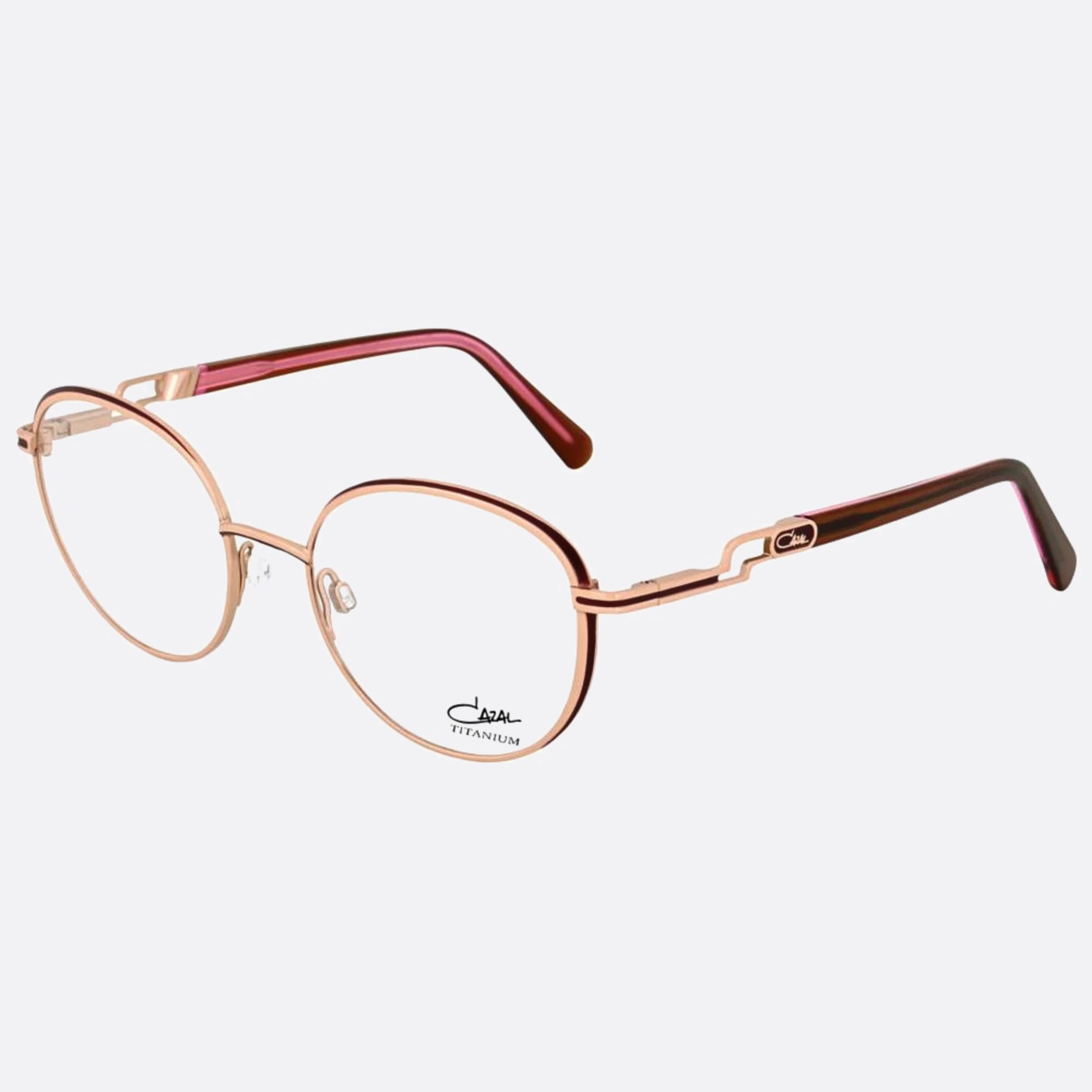 Cazal 50mm Cazal Brgd Rose Gold Round Unisex Eyeglasses - Side View