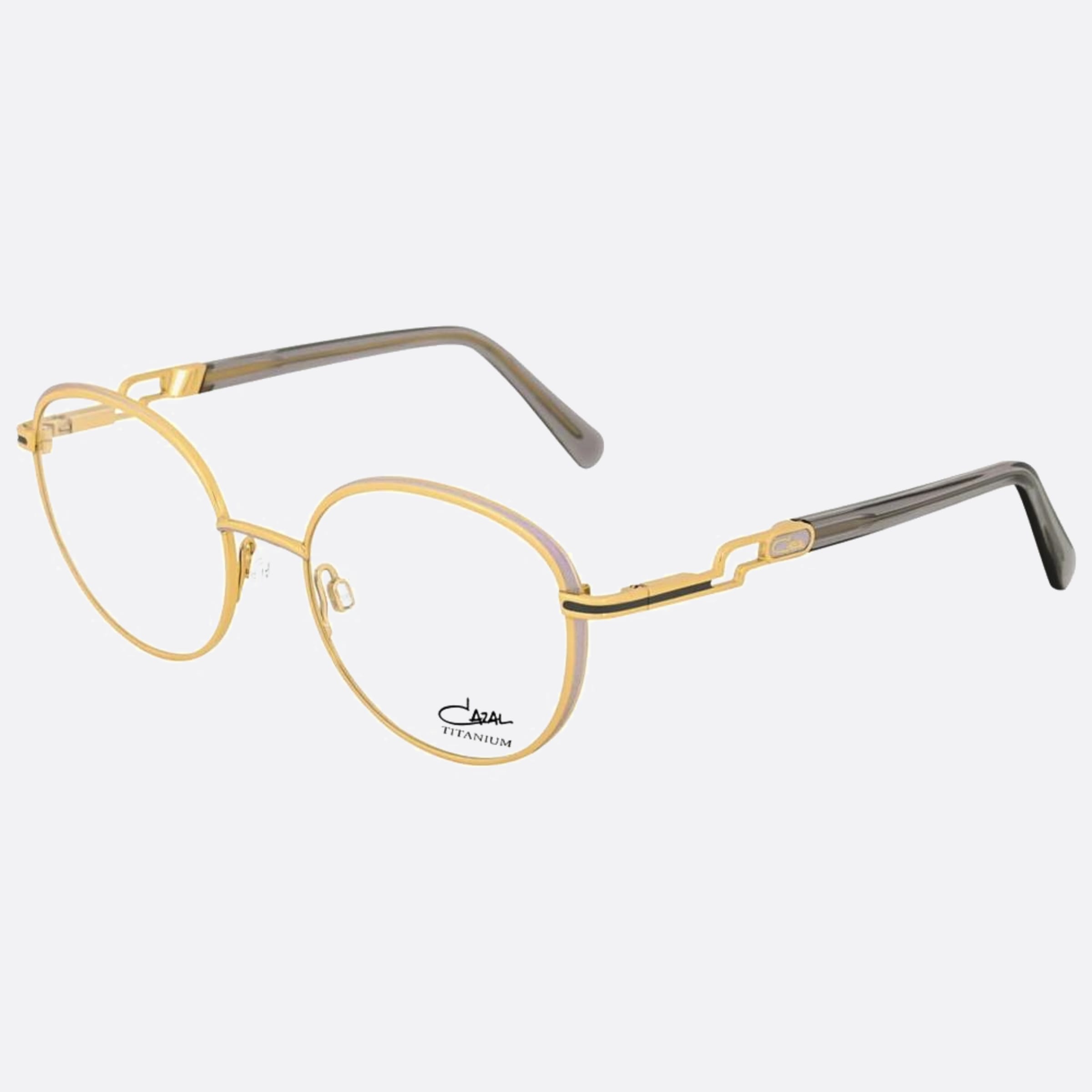 Cazal 50mm Cazal Ggd Gold Round Unisex Eyeglasses - Side View
