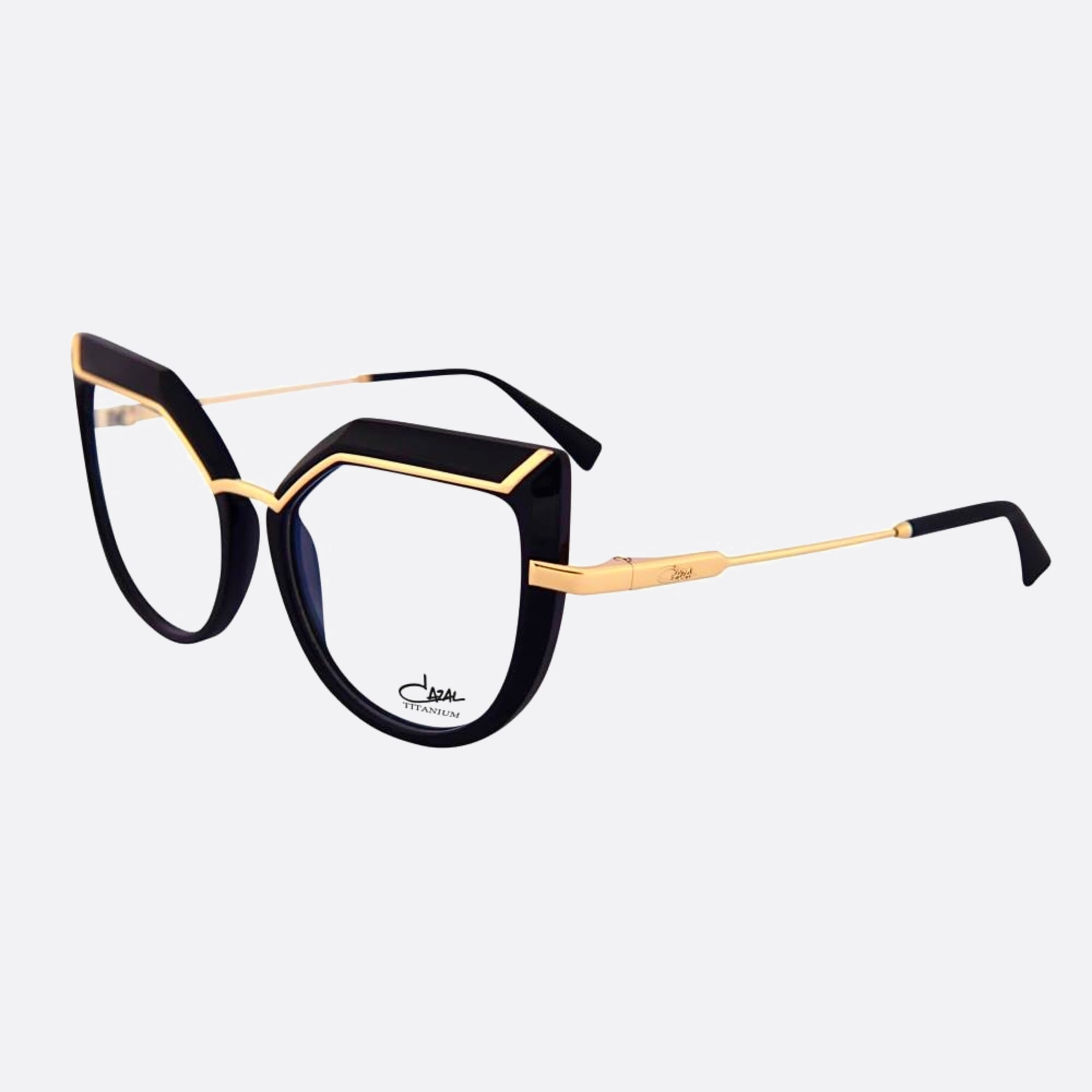 Cazal 53mm Cazal Black Cat Eye Unisex Eyeglasses - Side View