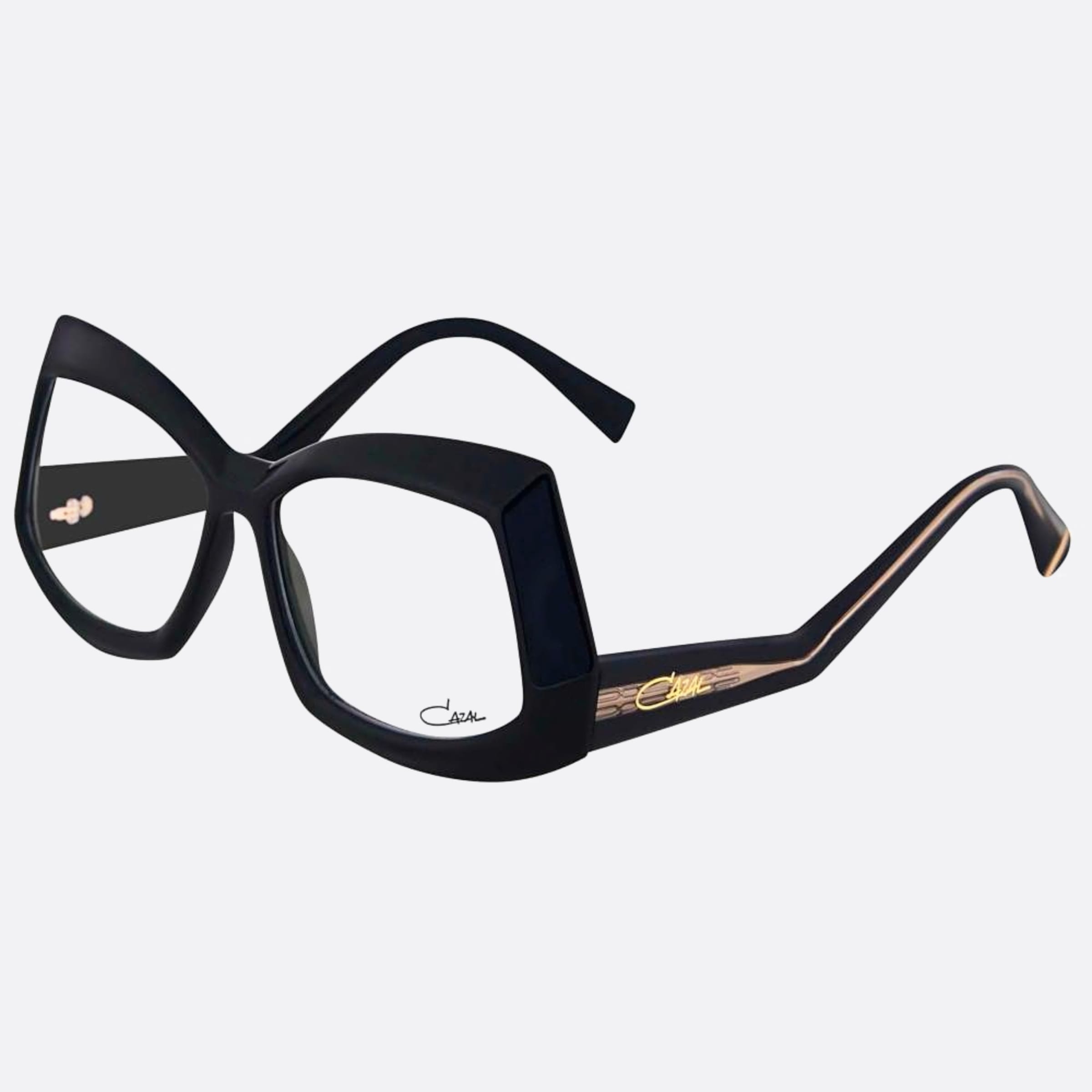 Cazal 56mm Cazal Black Geometric Unisex Eyeglasses - Side View