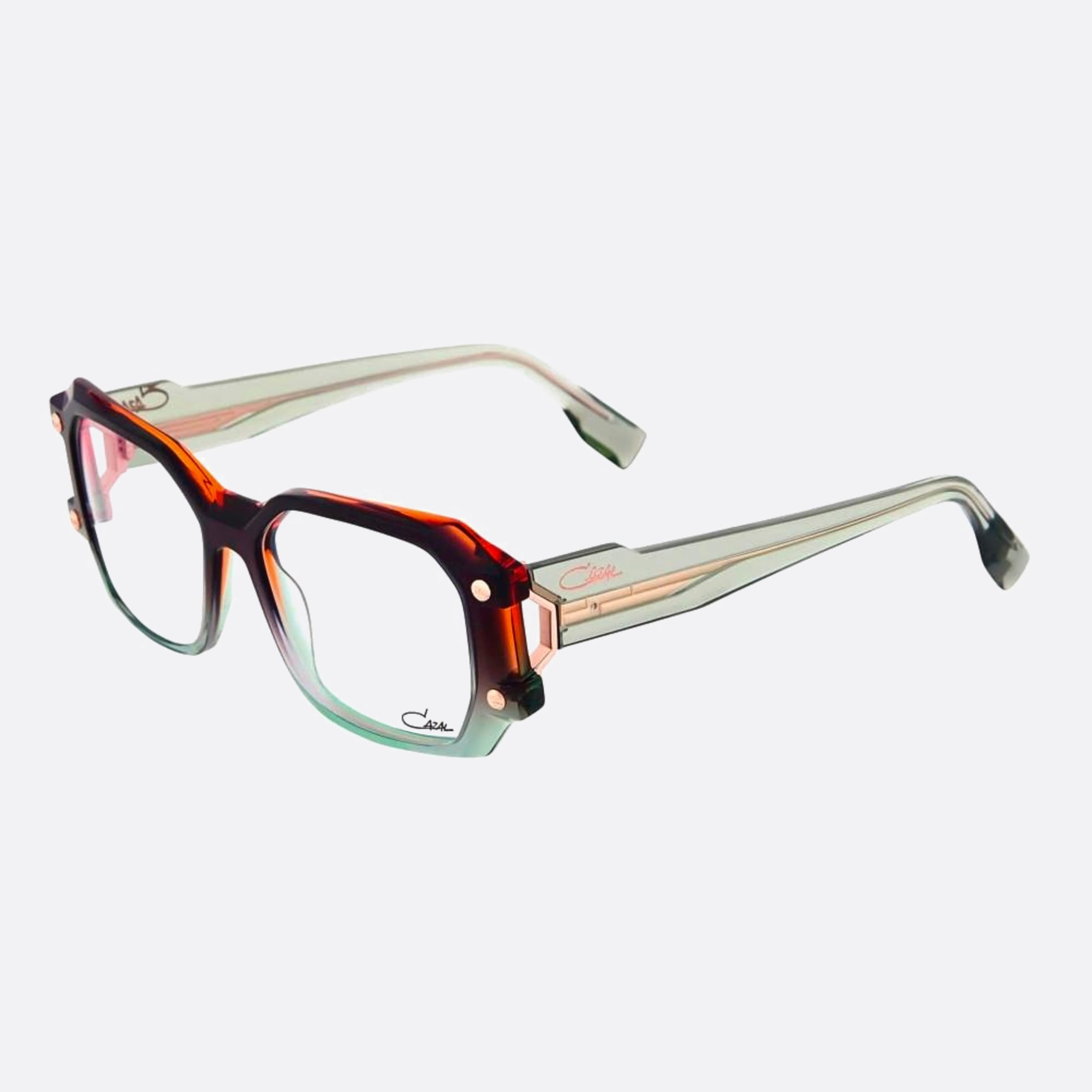 Cazal 53mm Cazal Qnm Brown Geometric Unisex Eyeglasses - Side View