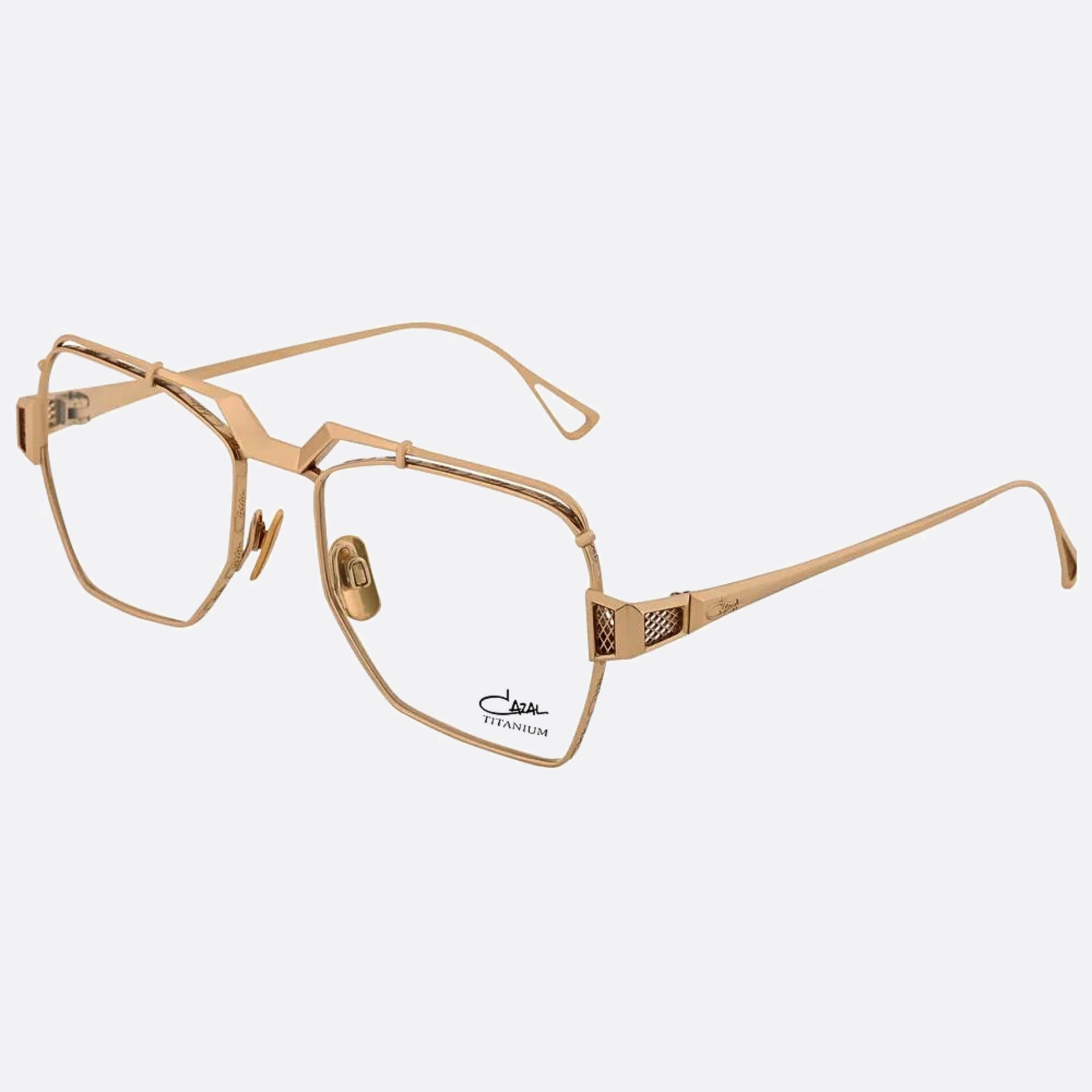 Cazal 54mm Cazal Gld Gold Geometric Unisex Eyeglasses - Side View