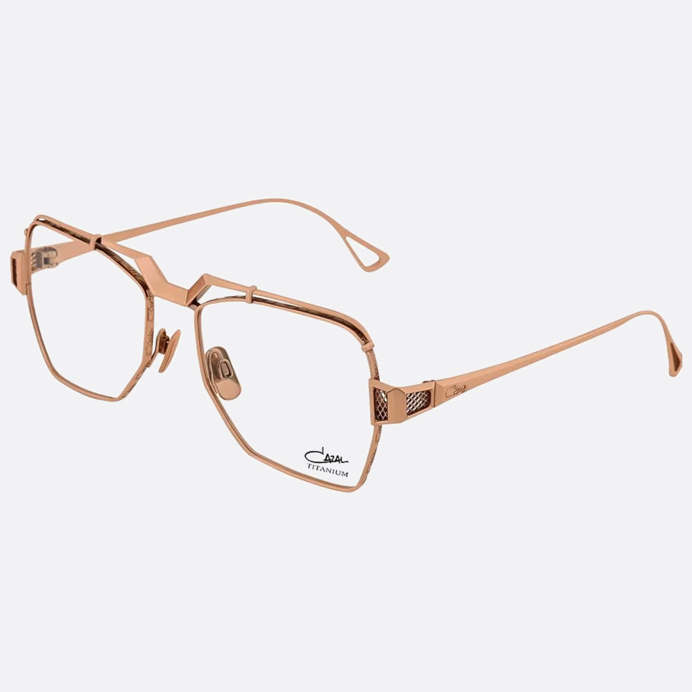 Cazal 54mm Cazal Rose Gold Geometric Unisex Eyeglasses - Side View