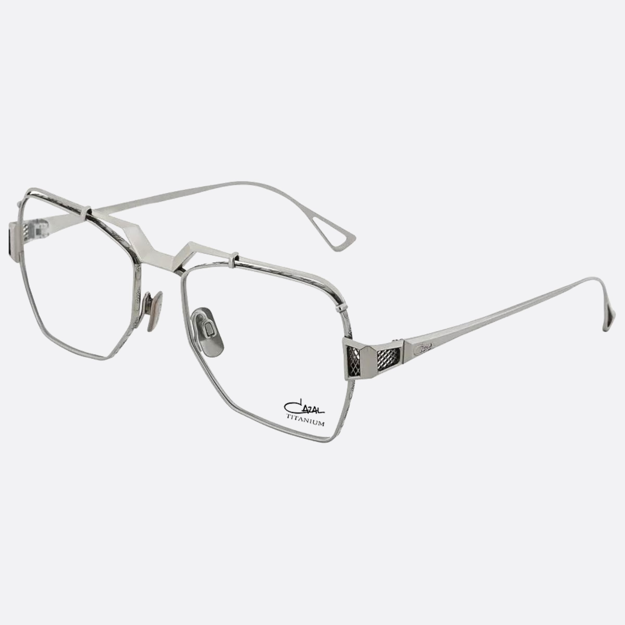 Cazal 54mm Cazal Sil Silver Geometric Unisex Eyeglasses - Side View