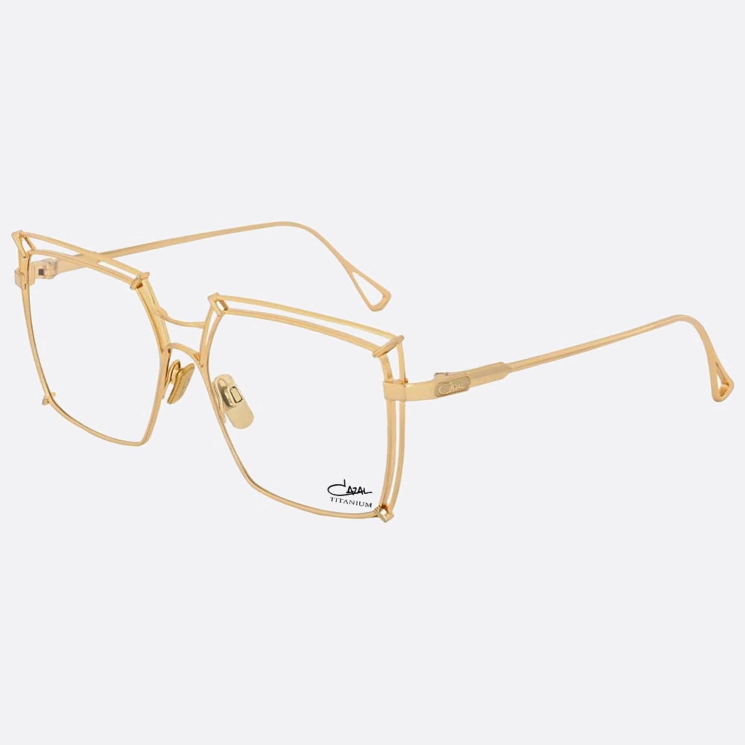 Cazal 54mm Cazal Gld Gold Squared Unisex Eyeglasses - Side View