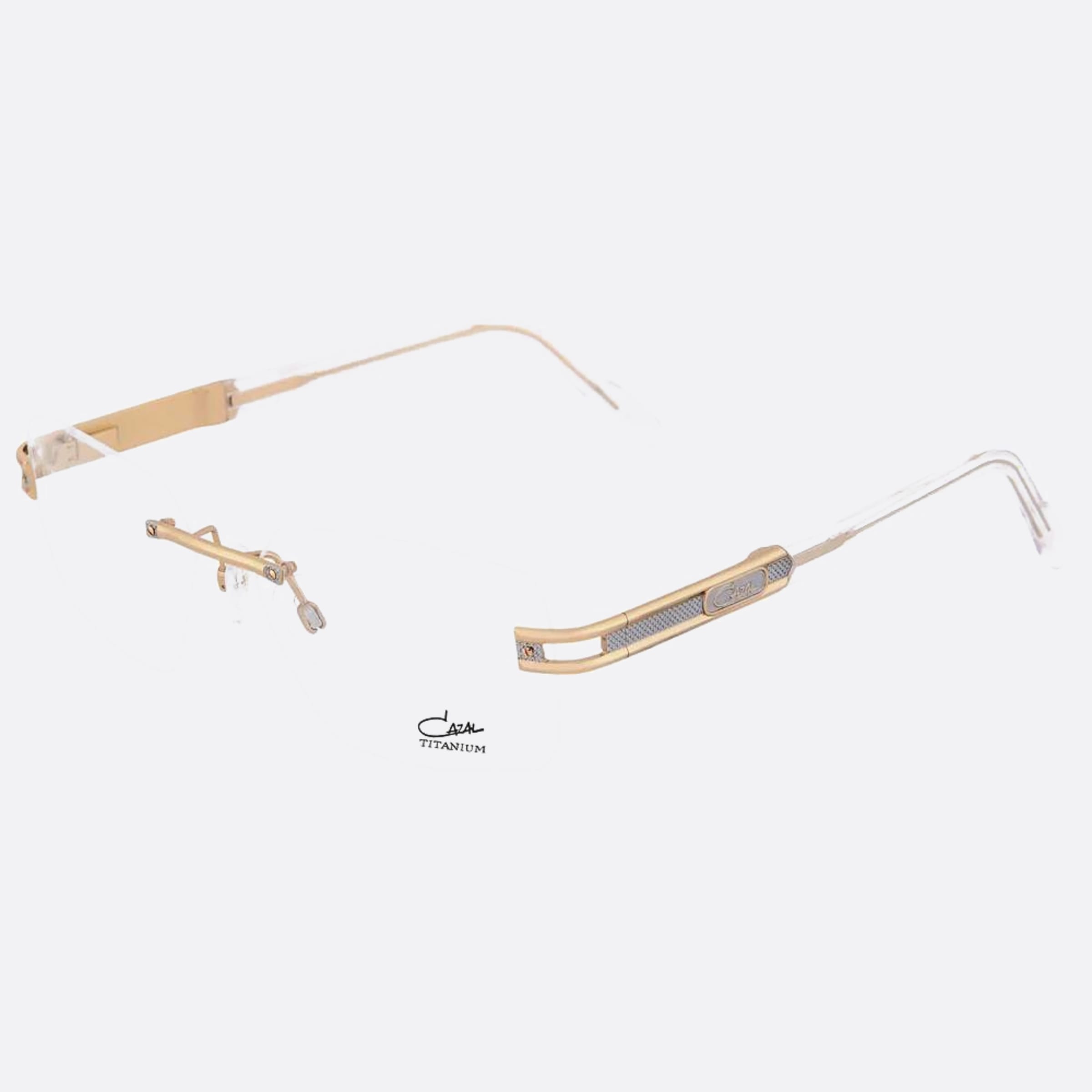 Cazal 58mm Cazal Gold Rectangle Unisex Eyeglasses - Side View
