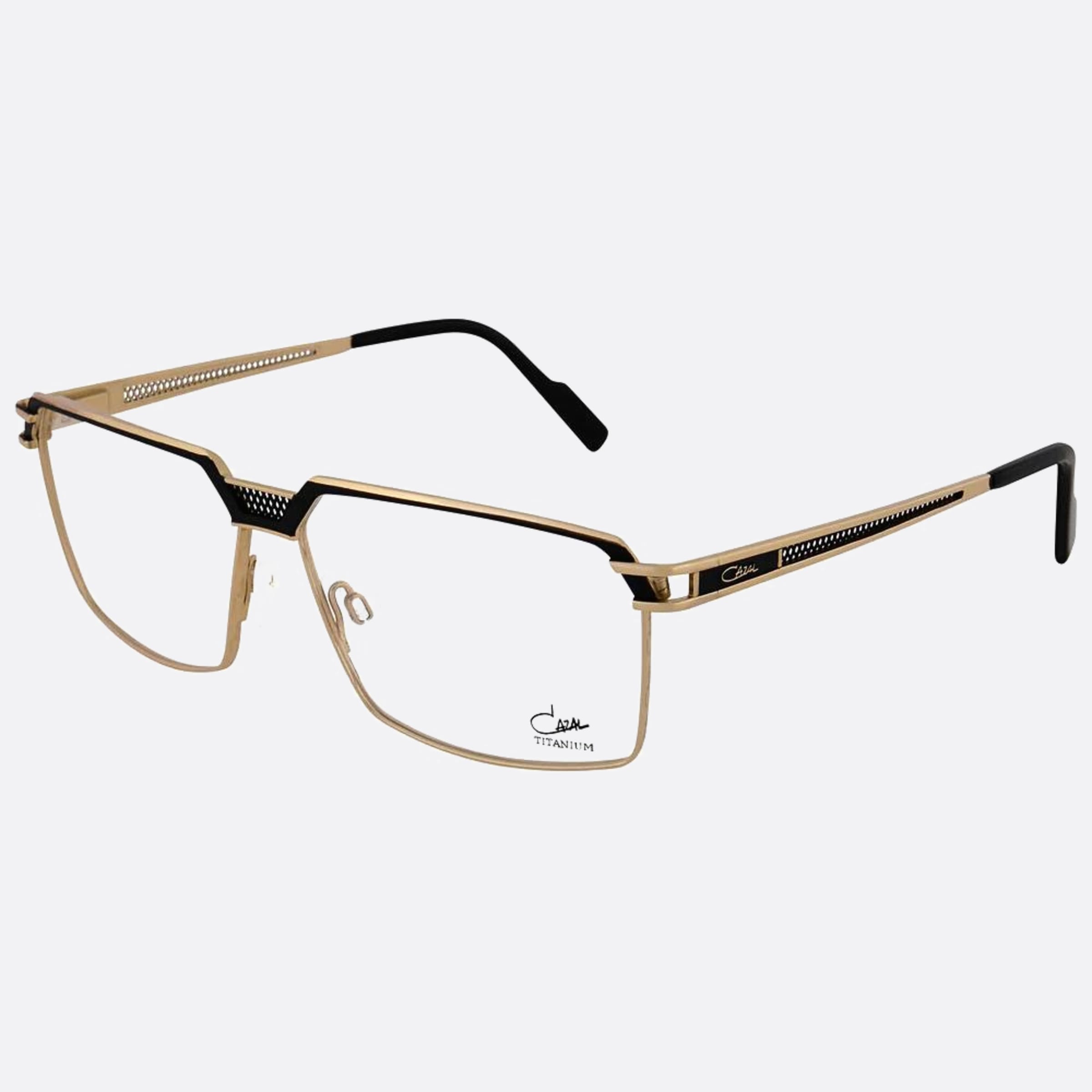 Cazal 61mm Cazal Gold Rectangle Unisex Eyeglasses - Side View