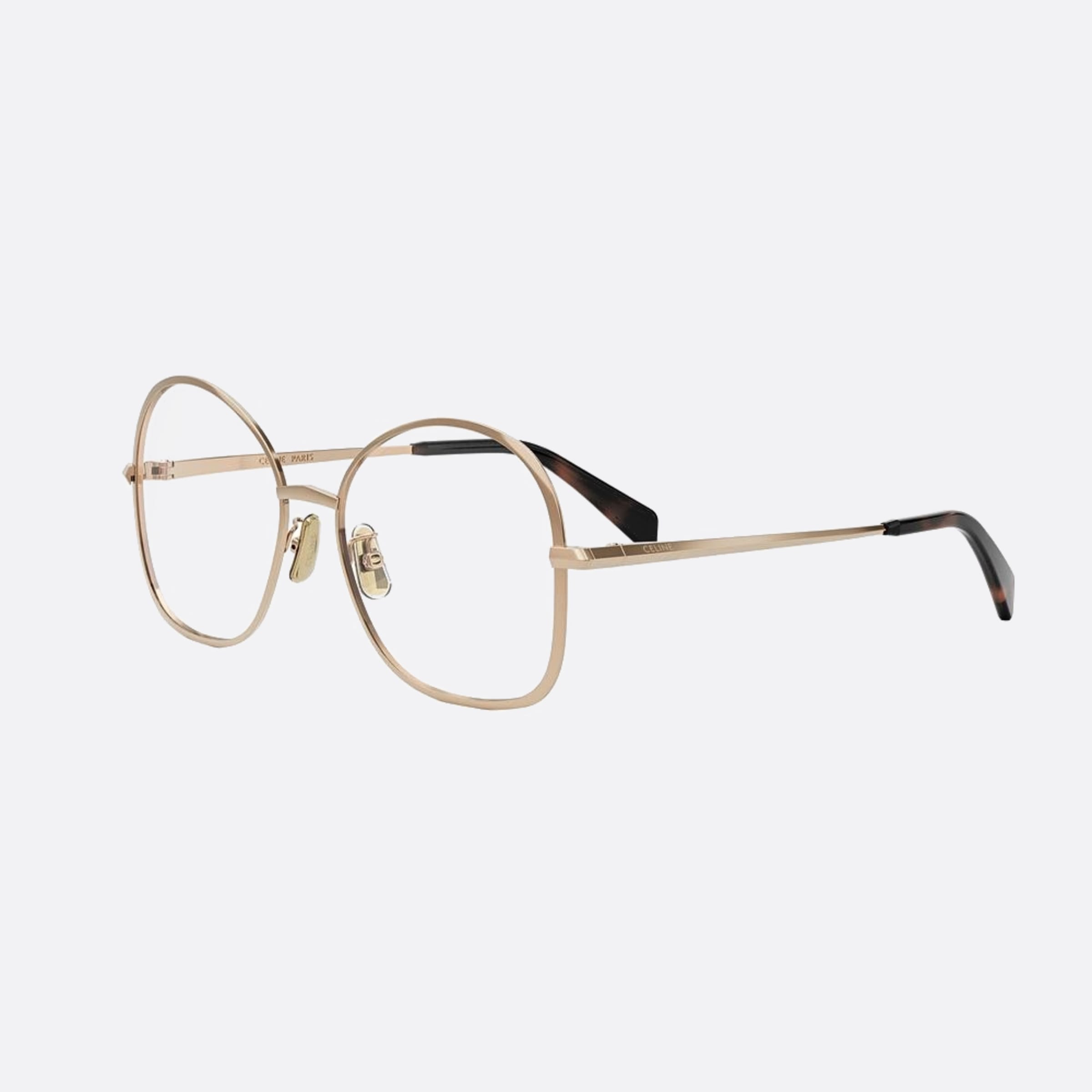 Celine 56mm Metal Gold Geometric Women Eyeglasses - Side View