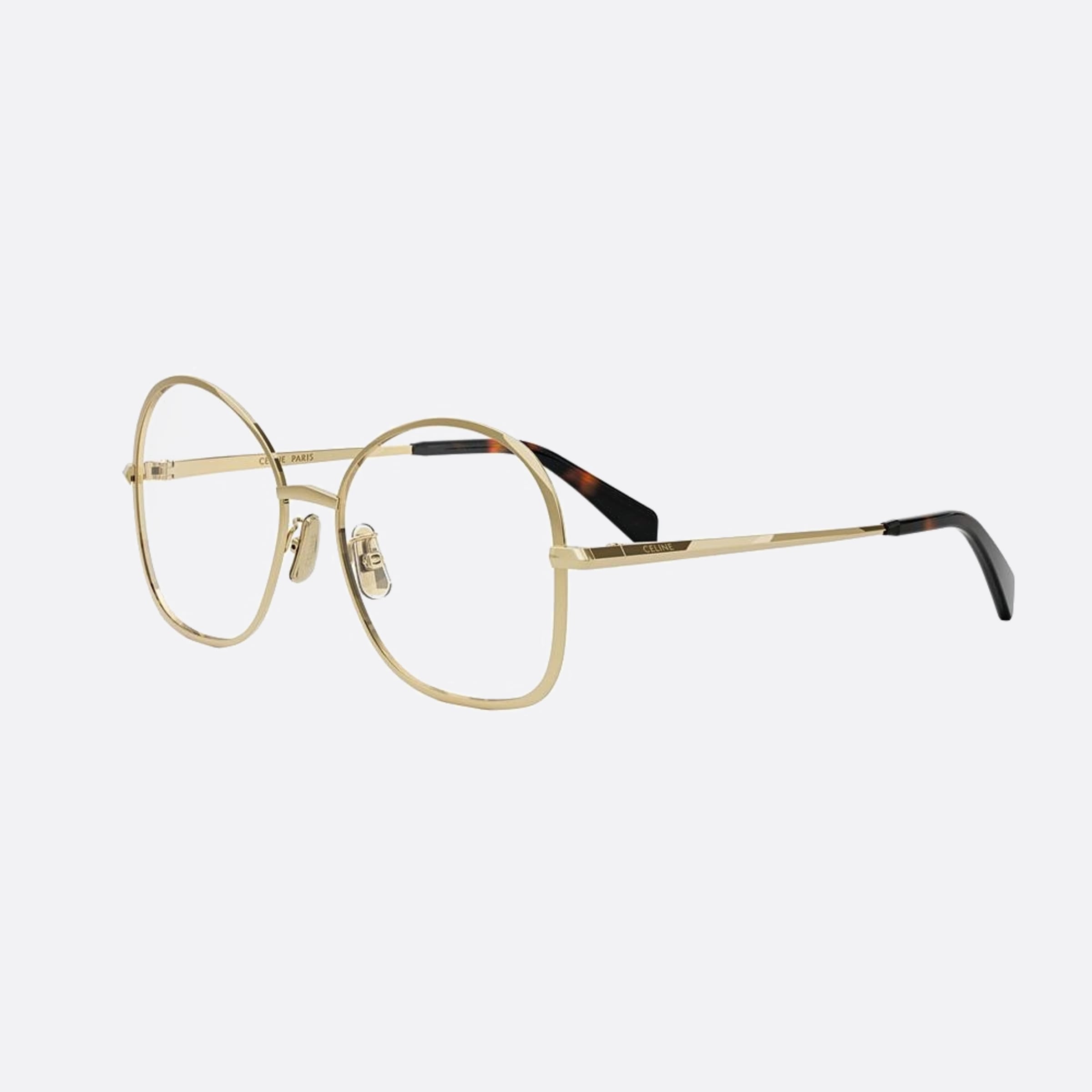 Celine 56mm Metal Gold Geometric Women Eyeglasses - Side View