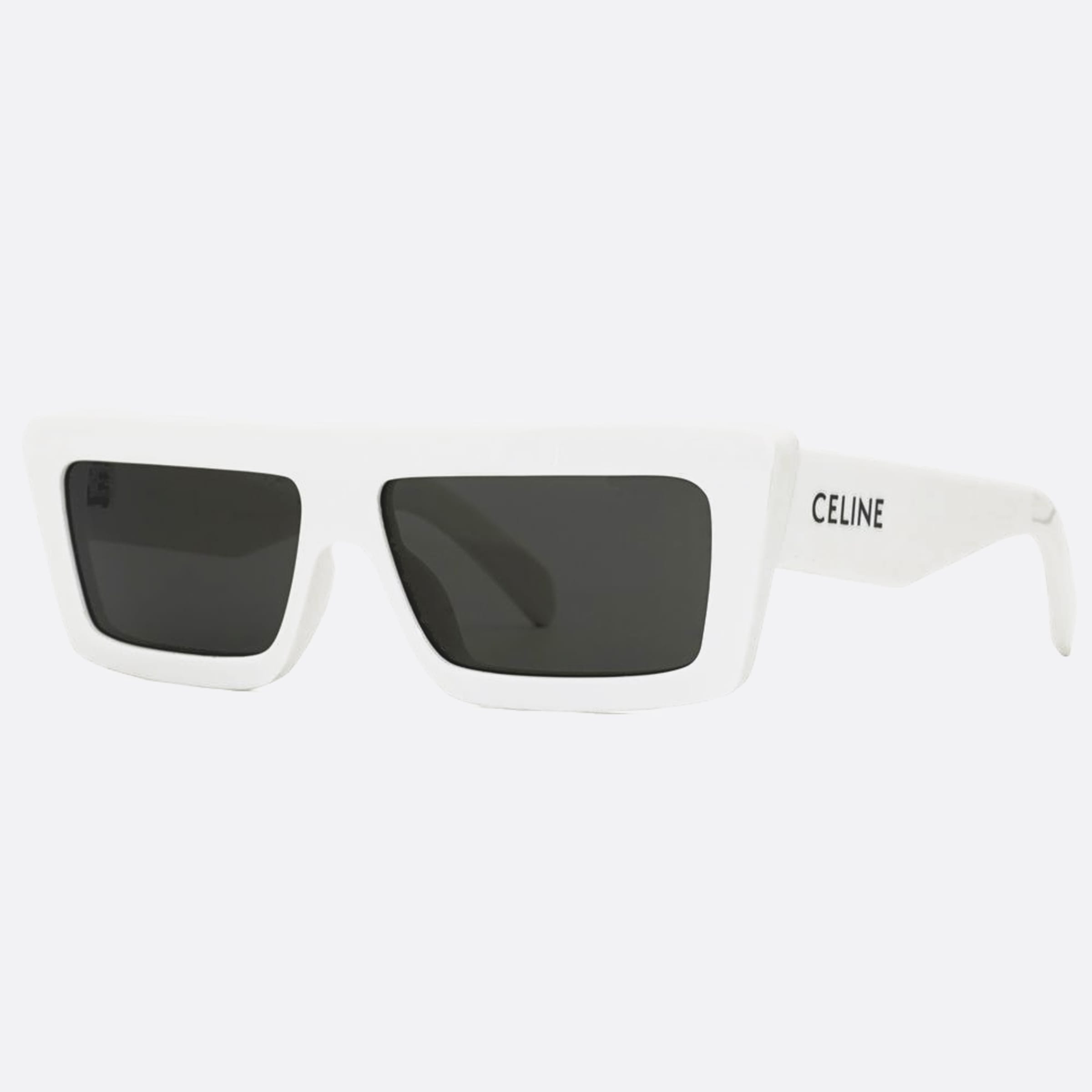 Celine 57mm Monochroms 25a White Rectangle Unisex Sunglasses - Side View