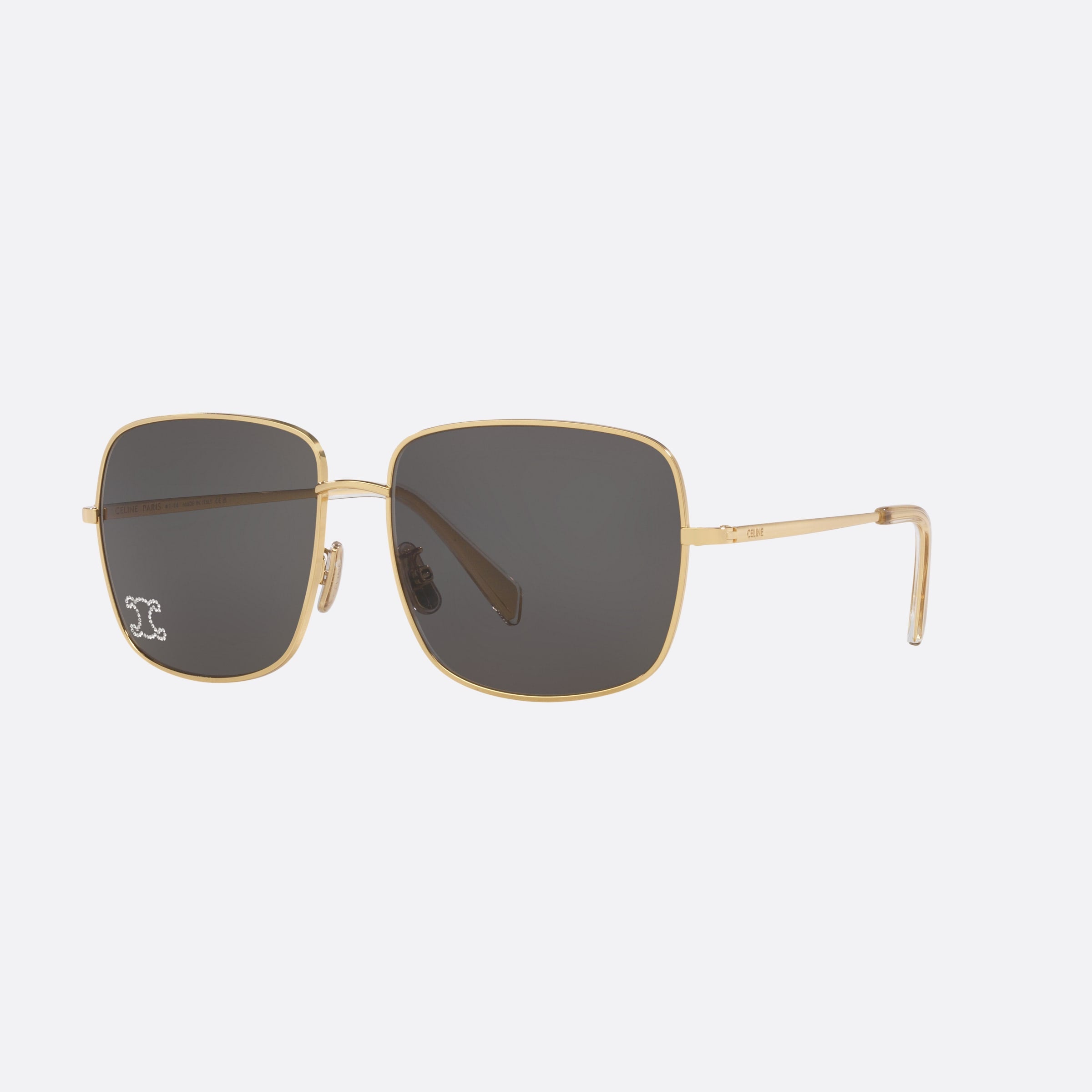 Celine 59mm Rhinestone Triomphe Cl40284u Gold Square Women Sunglasses - Main View