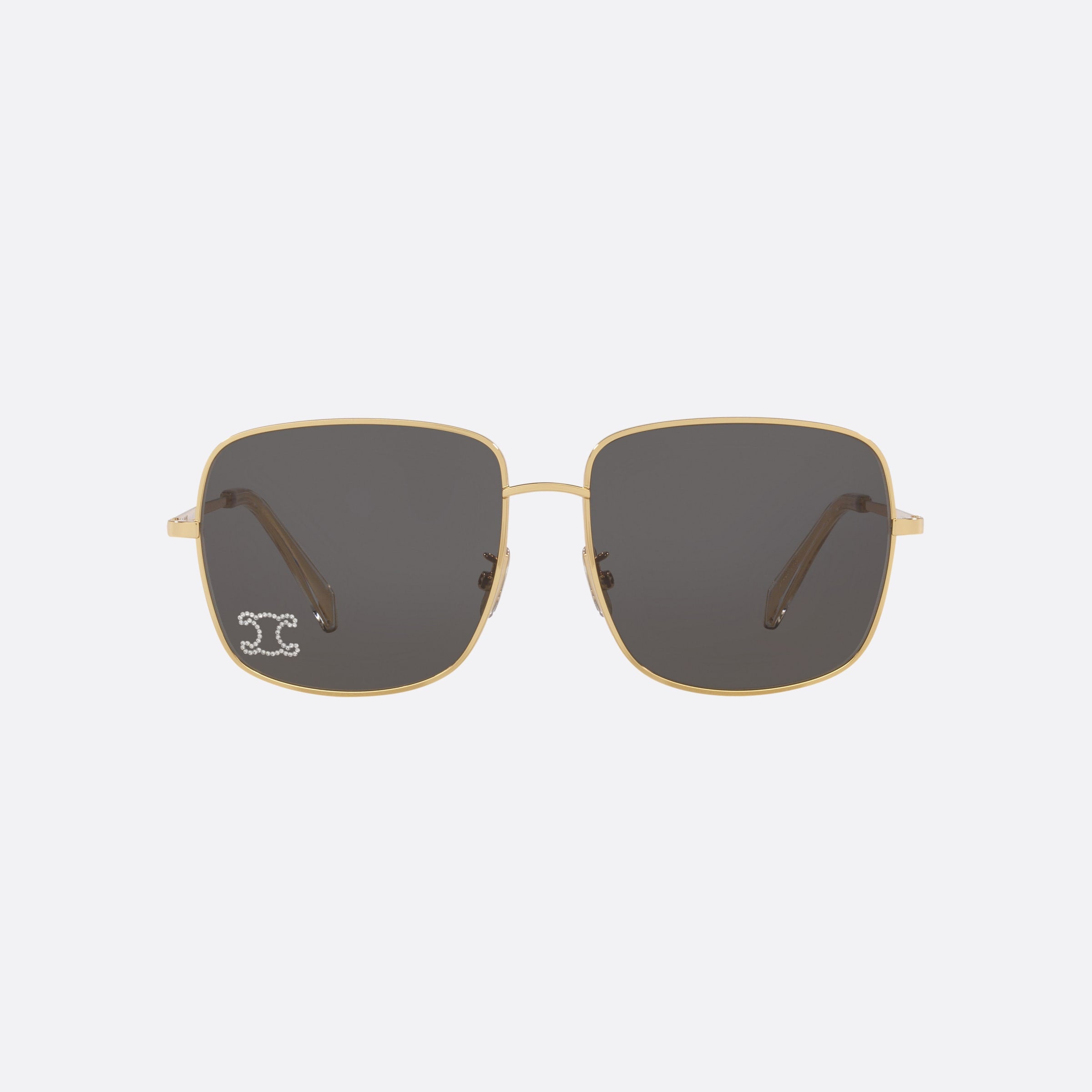 Celine 59mm Rhinestone Triomphe Cl40284u Gold Square Women Sunglasses - Side View