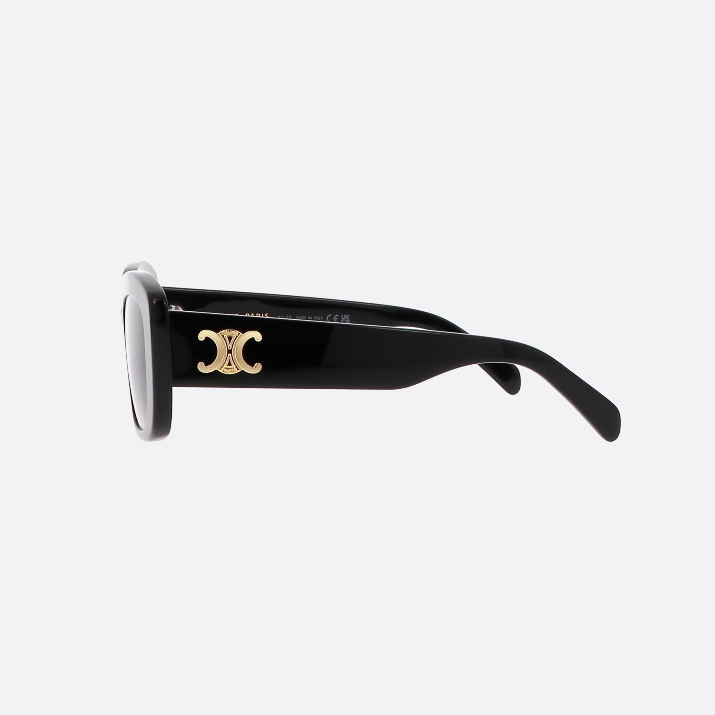 Celine 55mm Triomphe Cl40216u 01f Black Rectangle Women Sunglasses - Detail View