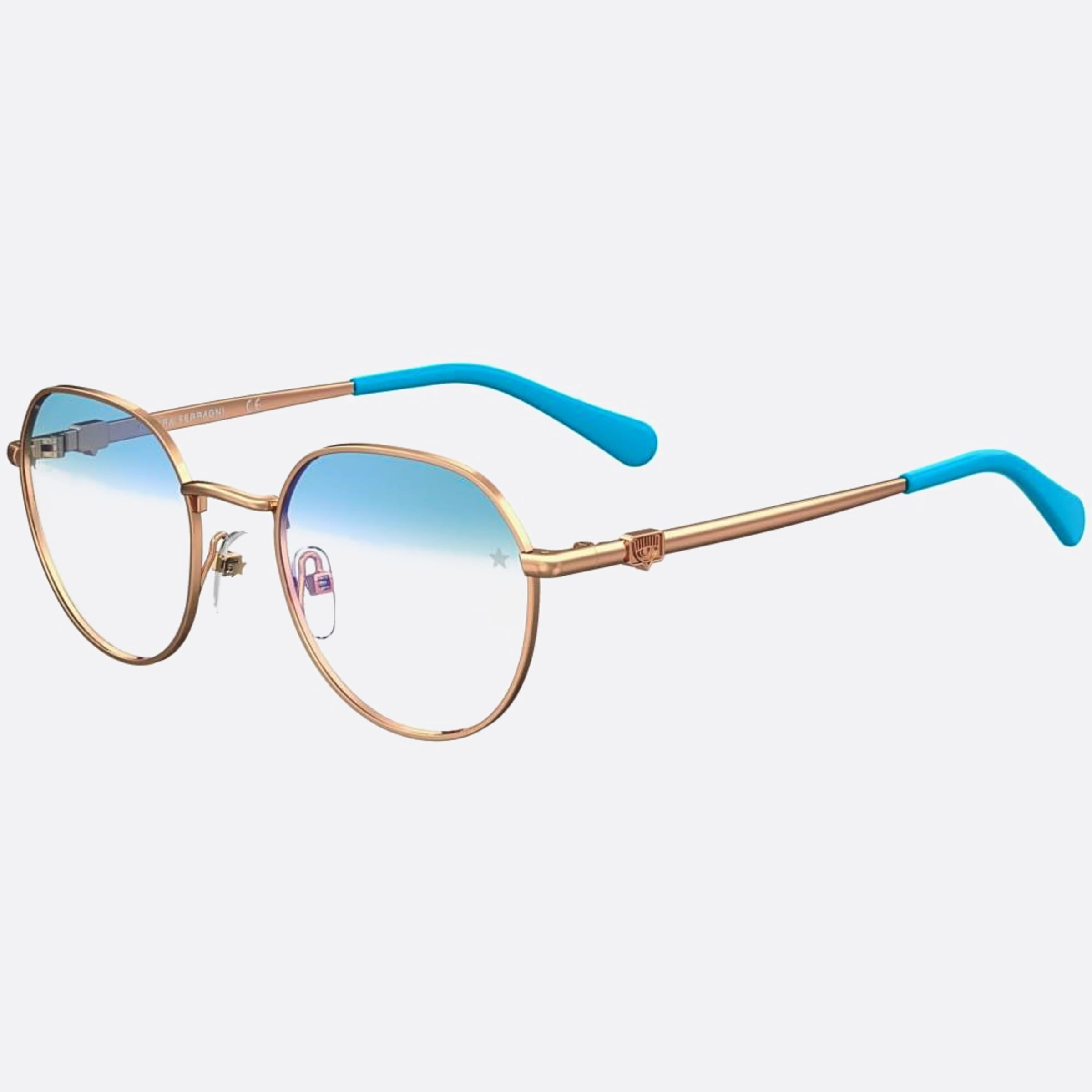Chiara 50mm Ferragni Hot Gold Round Women Eyeglasses - Side View