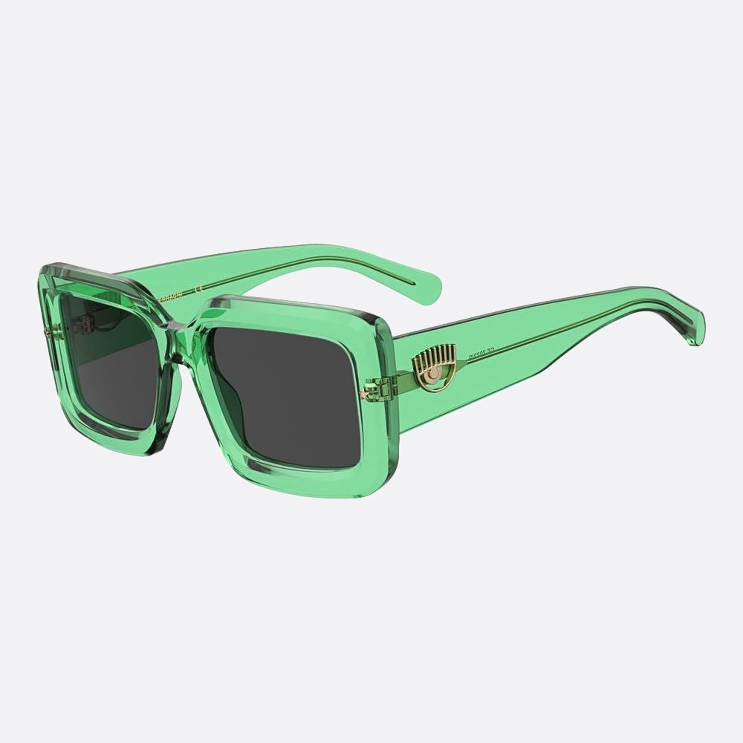 Chiara 53mm Ferragni 1ed Green Squared Women Sunglasses - Side View