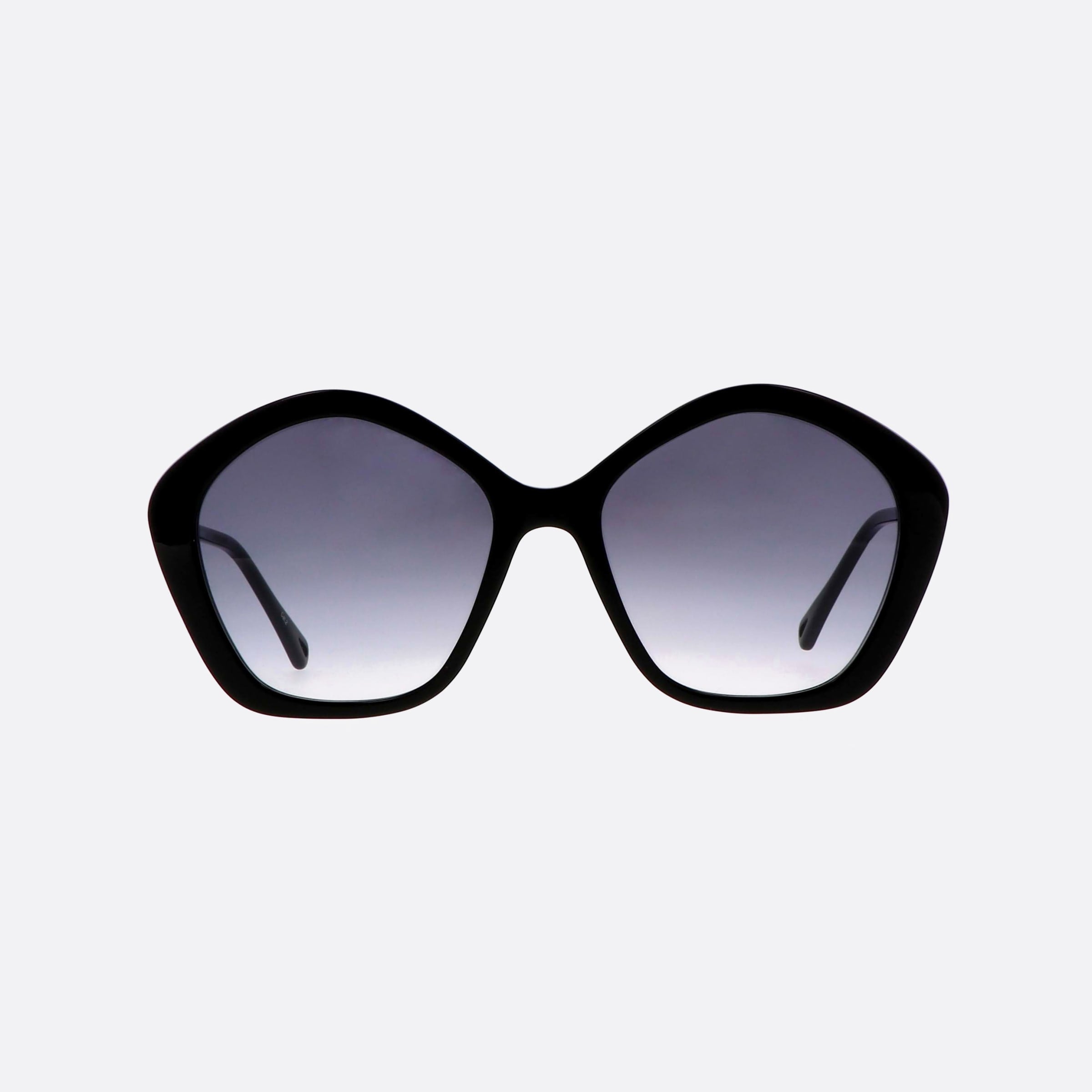Chlo 57mm Black Hexagonal Unisex Sunglasses - Side View
