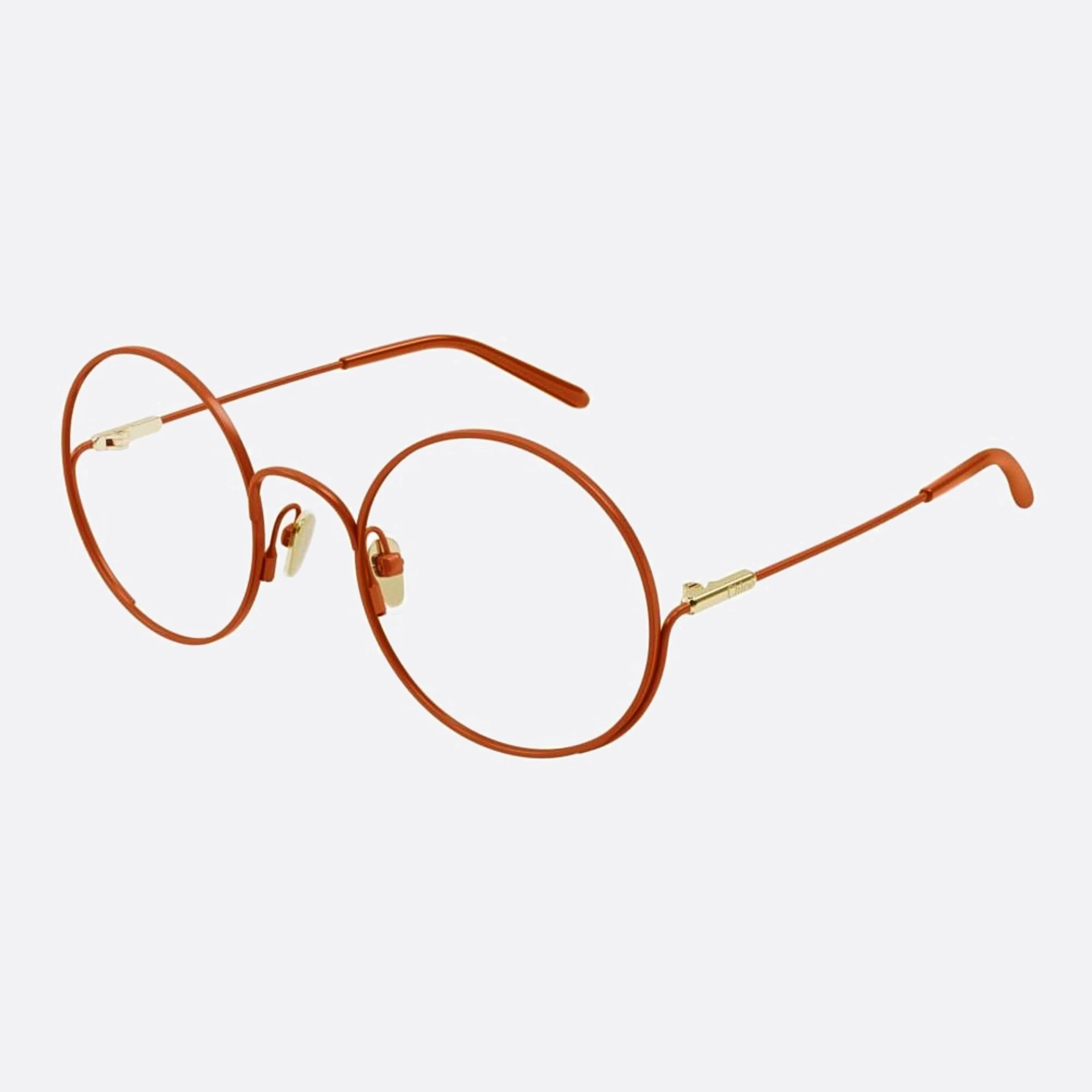 Chloe 50mm Orange Round Unisex Eyeglasses - Side View