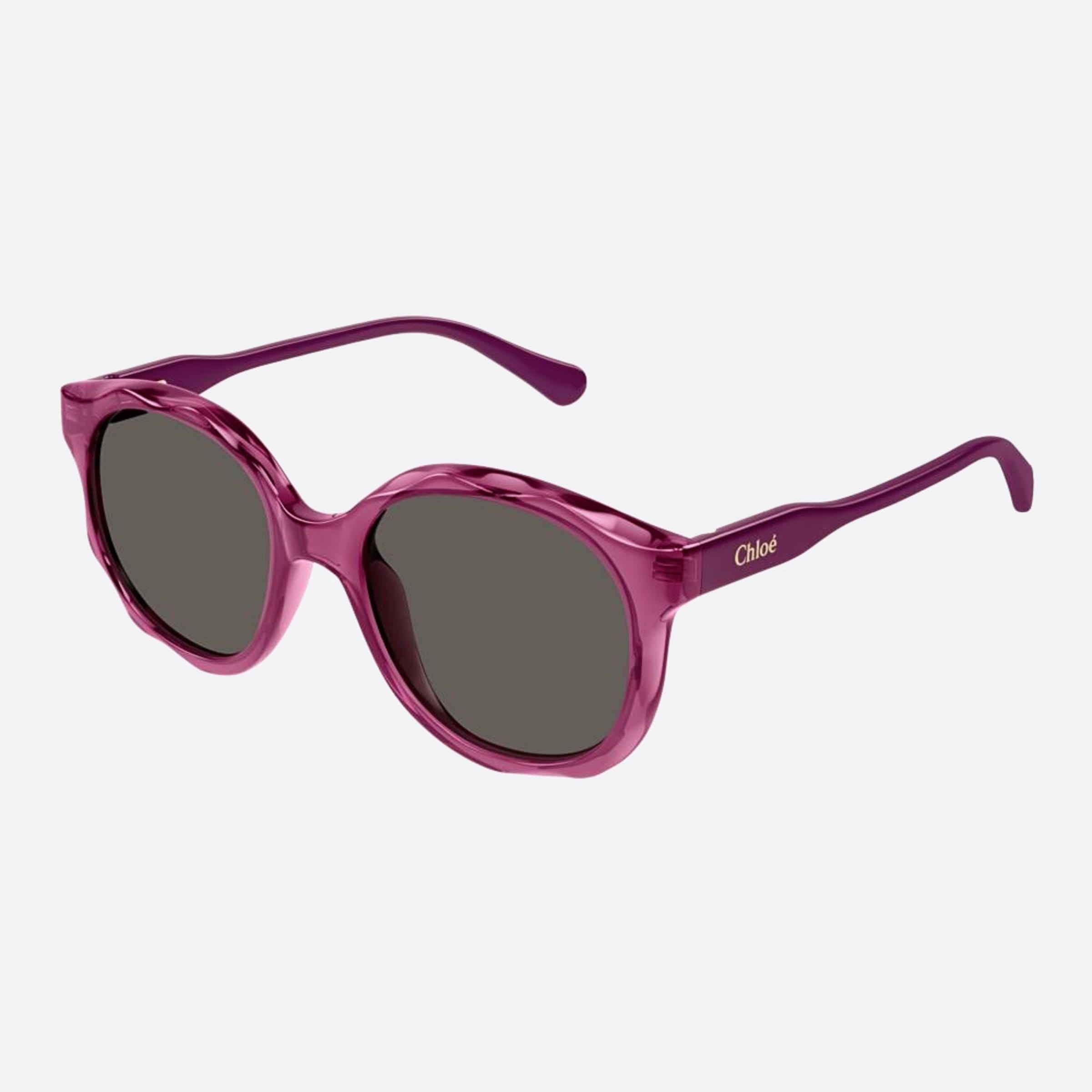Chloe 47mm Junior Pink Round Children Sunglasses - Side View
