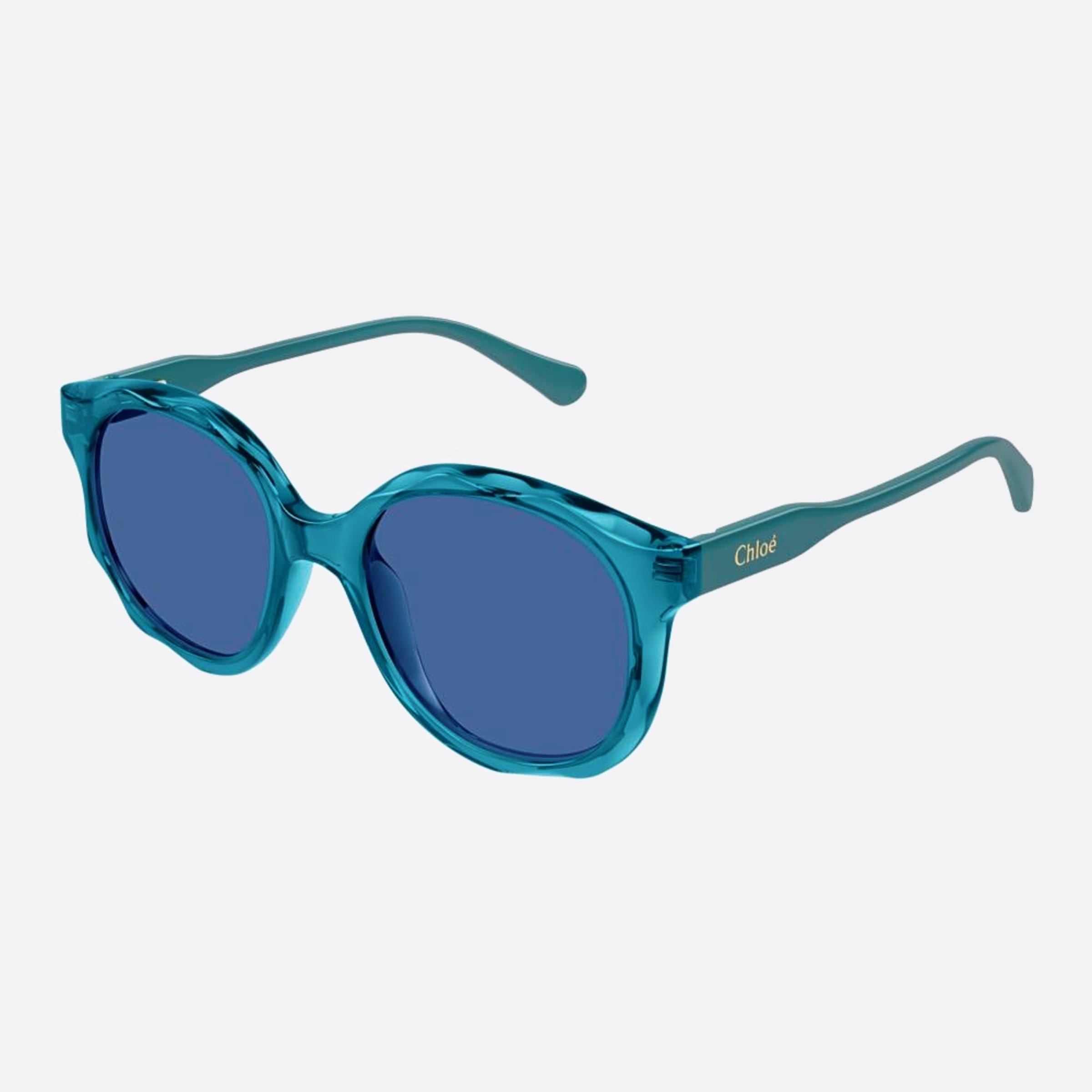 Chloe 47mm Junior Blb Blue Round Children Sunglasses - Side View