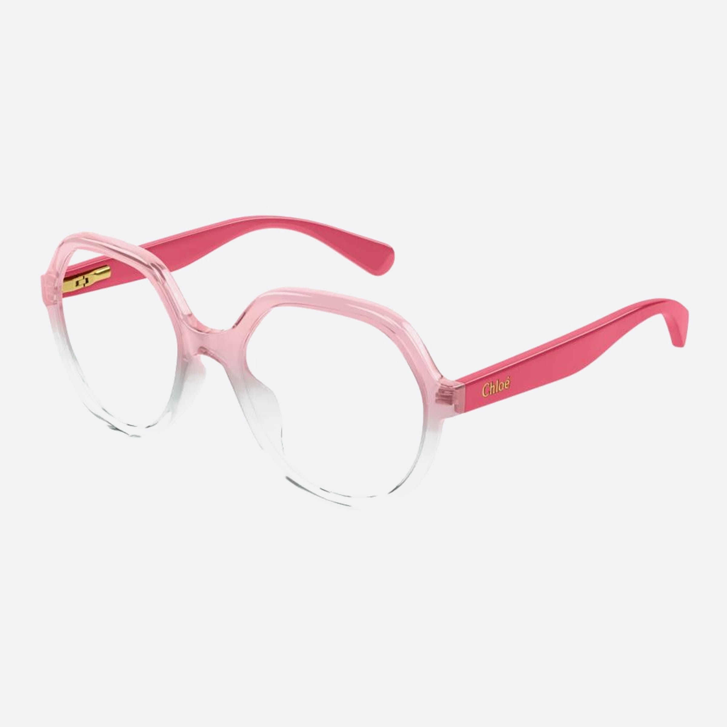 Chloe 48mm Junior Pink Round Children Eyeglasses - Side View