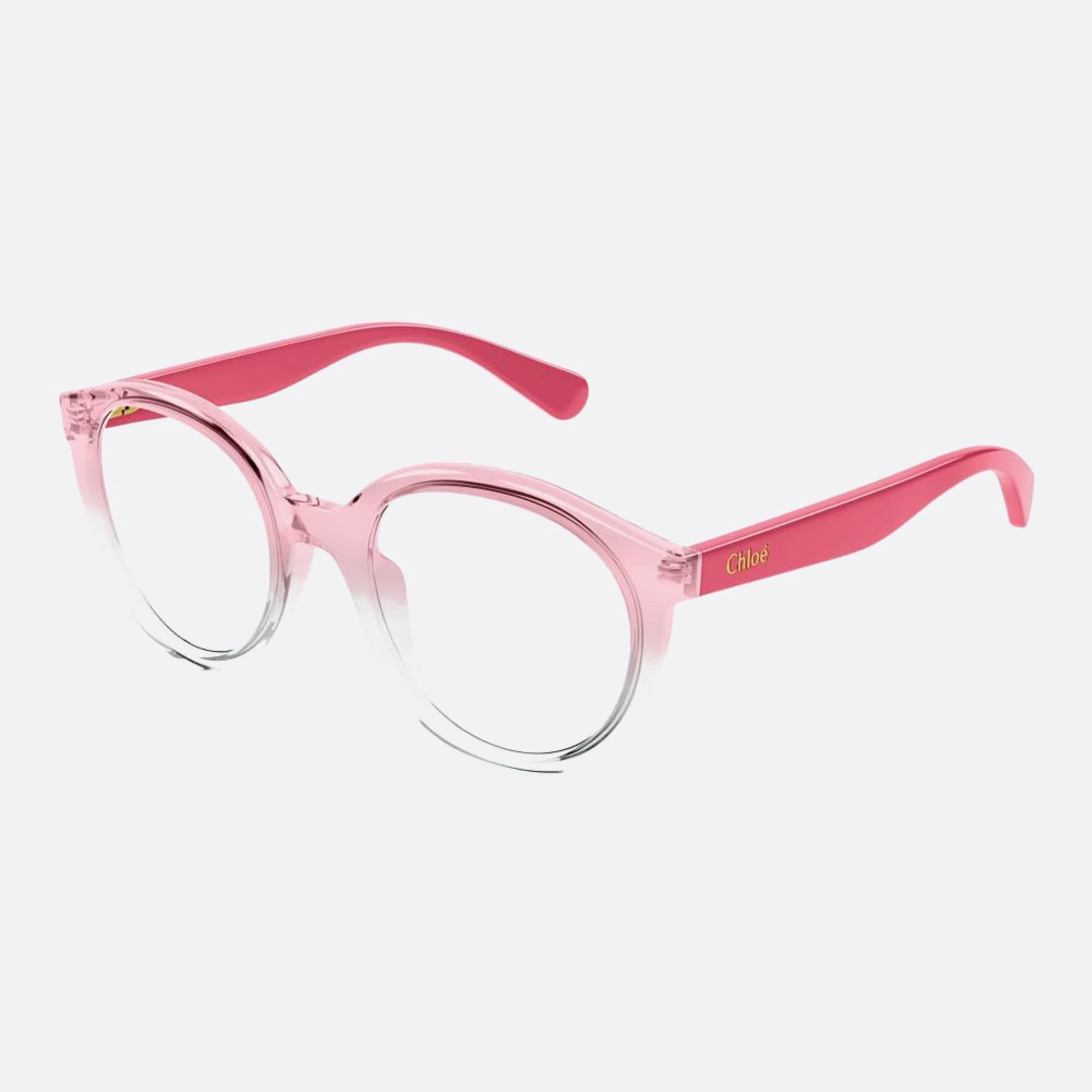 Chloe 47mm Junior Pink Round Children Eyeglasses - Side View