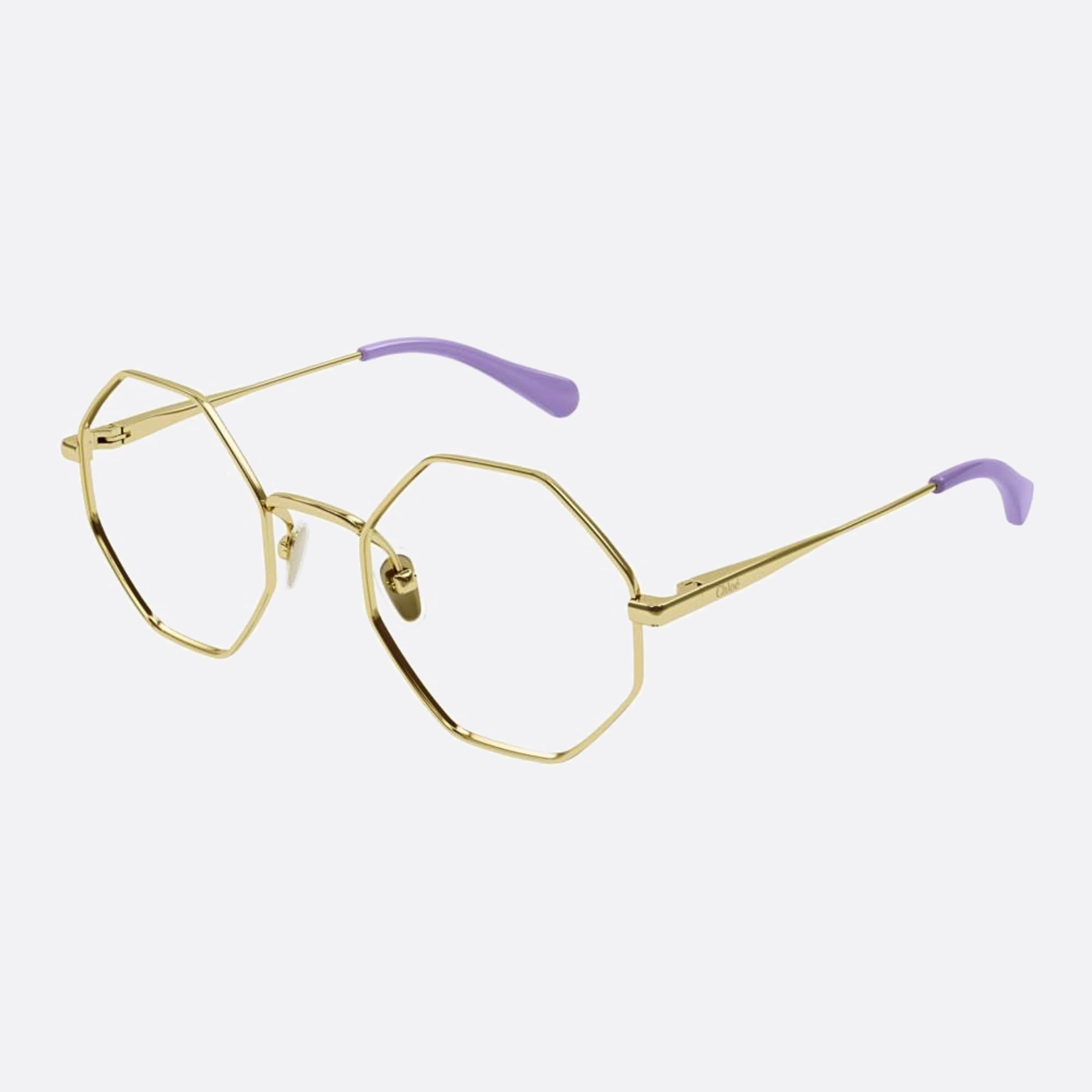 Chloe 47mm Junior Gold Geometric Children Eyeglasses - Side View