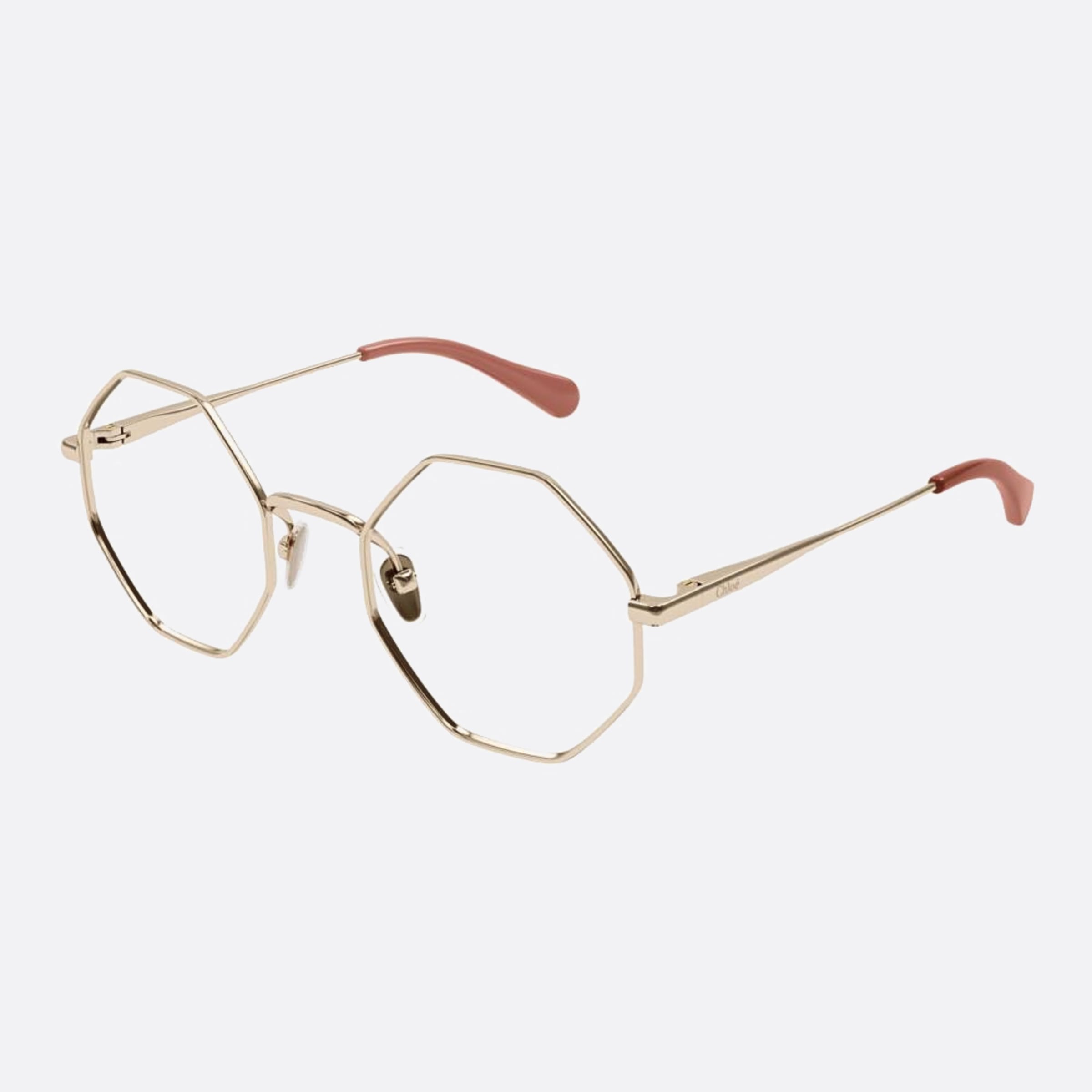 Chloe 47mm Junior Gold Geometric Children Eyeglasses - Side View