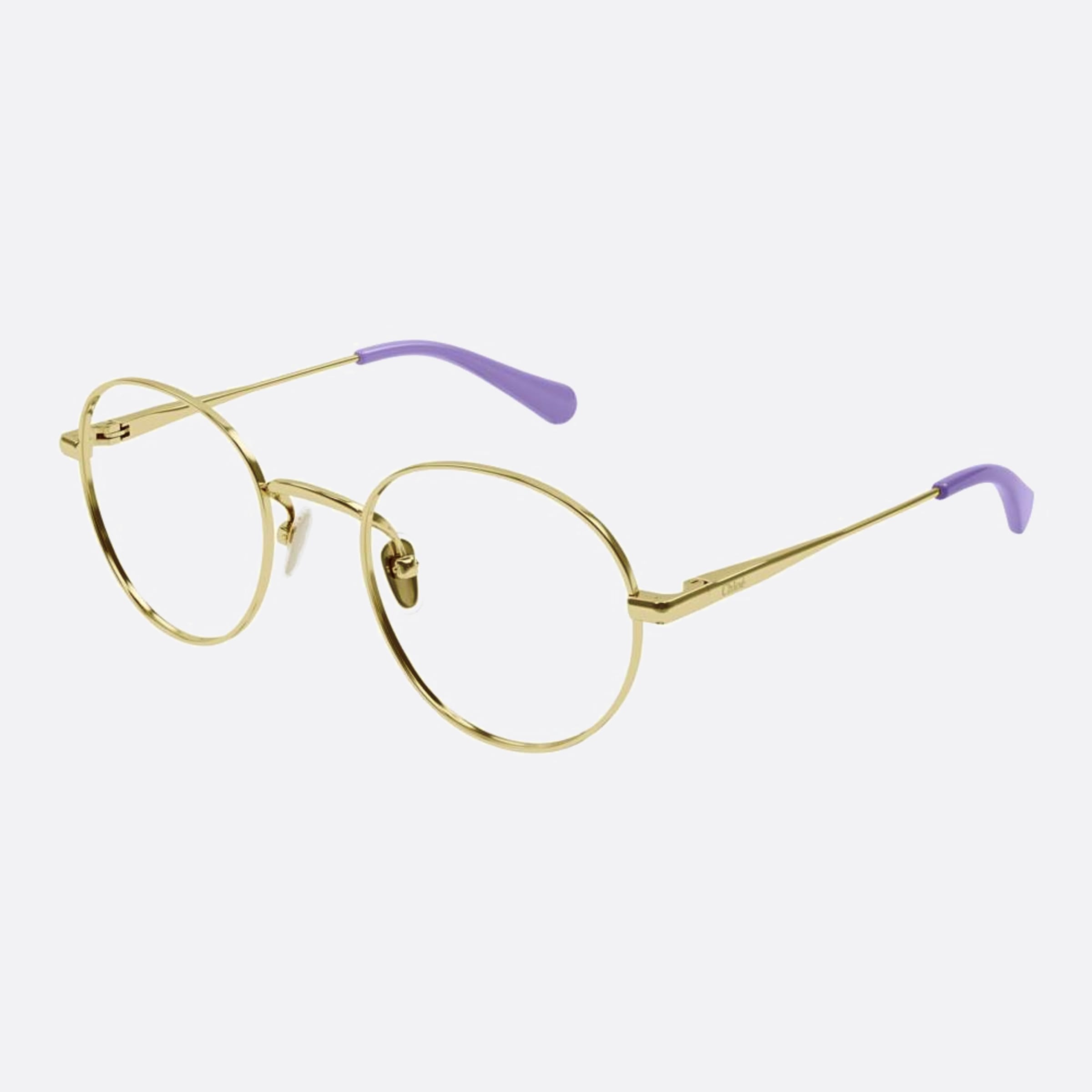 Chloe 47mm Junior Gold Round Children Eyeglasses - Side View