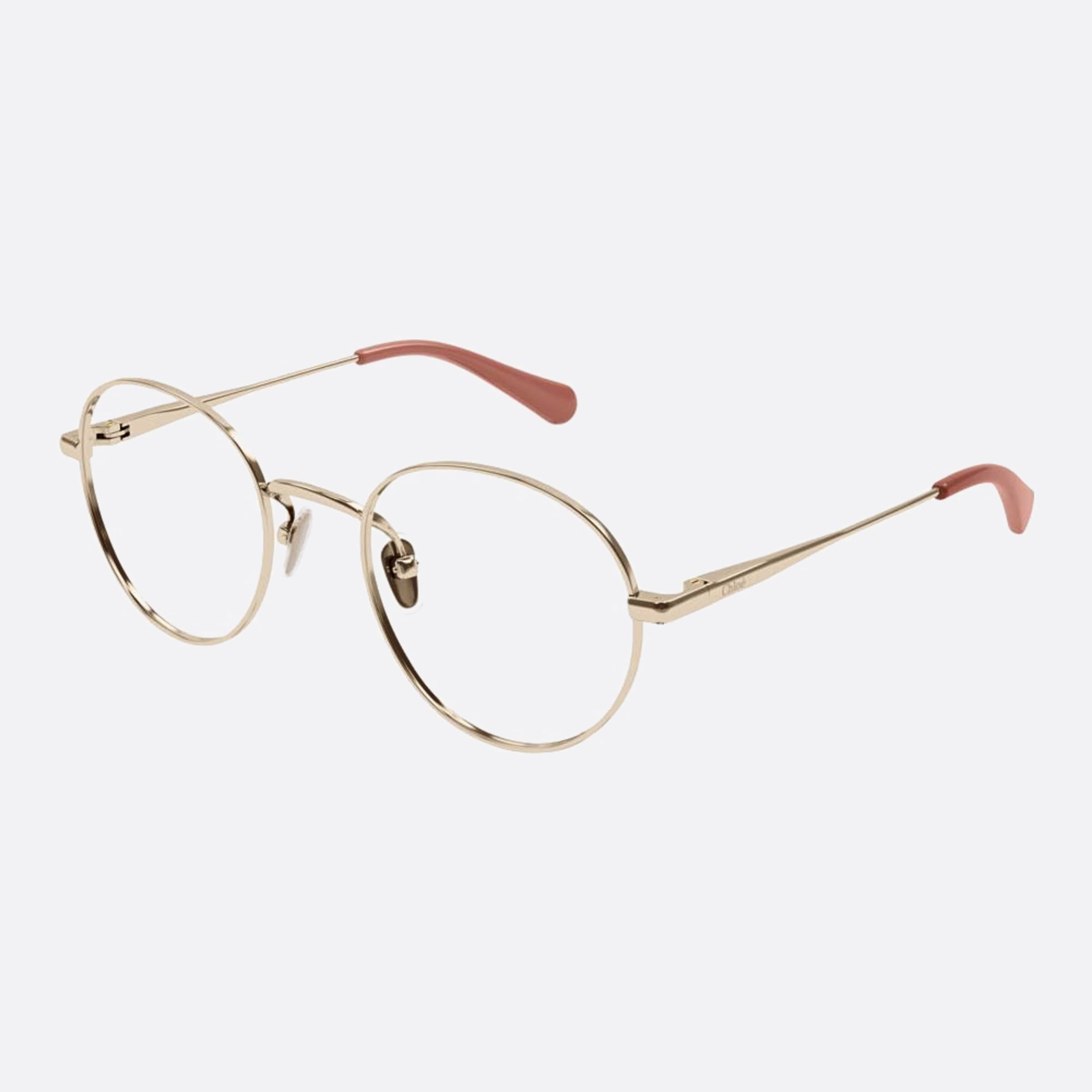 Chloe 47mm Junior Gold Round Children Eyeglasses - Side View
