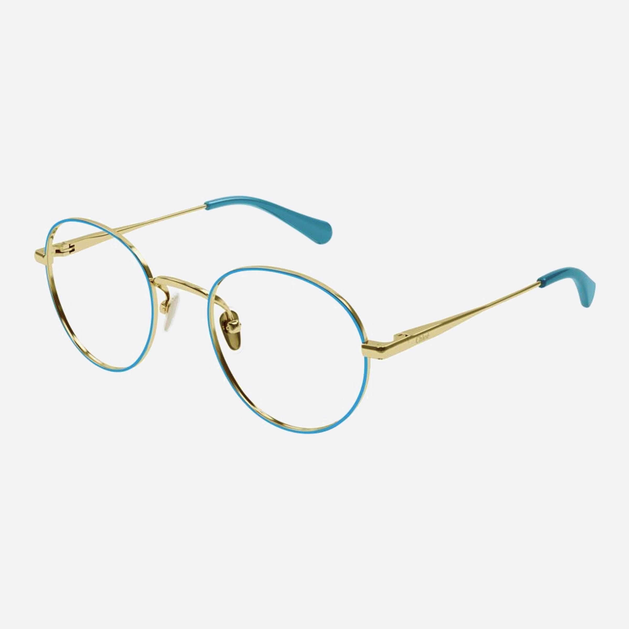 Chloe 47mm Junior Blue Round Children Eyeglasses - Side View