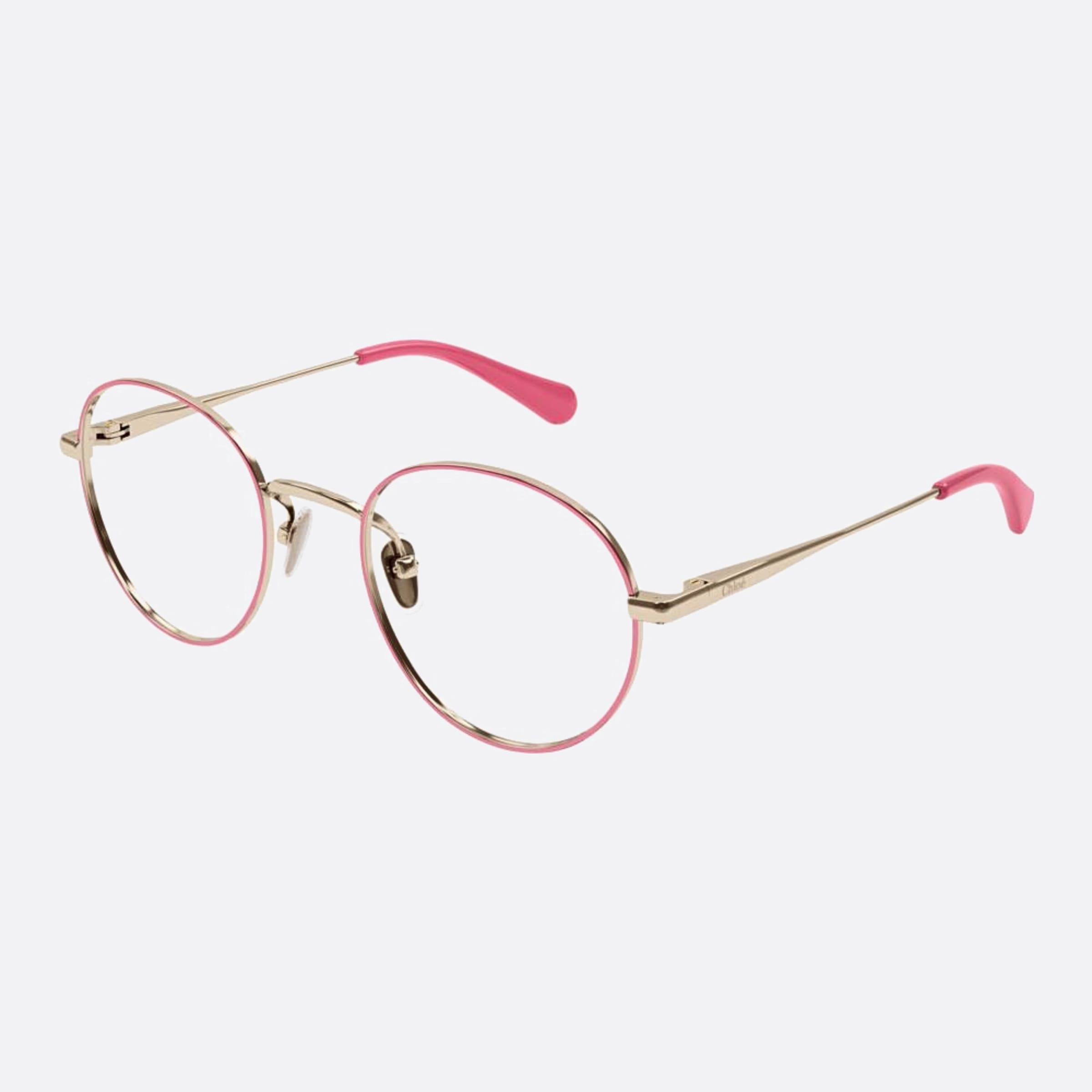 Chloe 47mm Junior Pink Round Children Eyeglasses - Side View