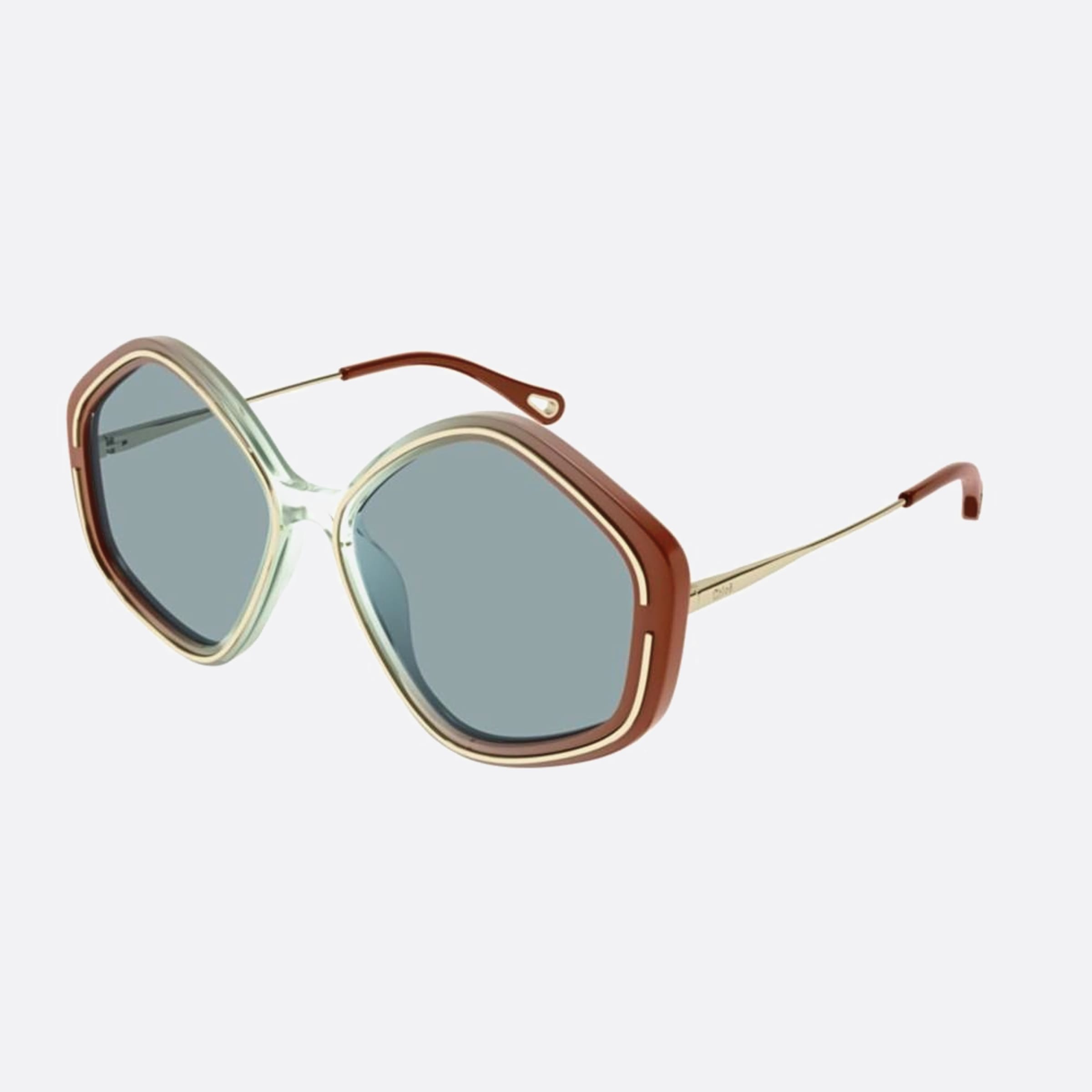 Chloe 58mm Brown Geometric Women Sunglasses - Side View