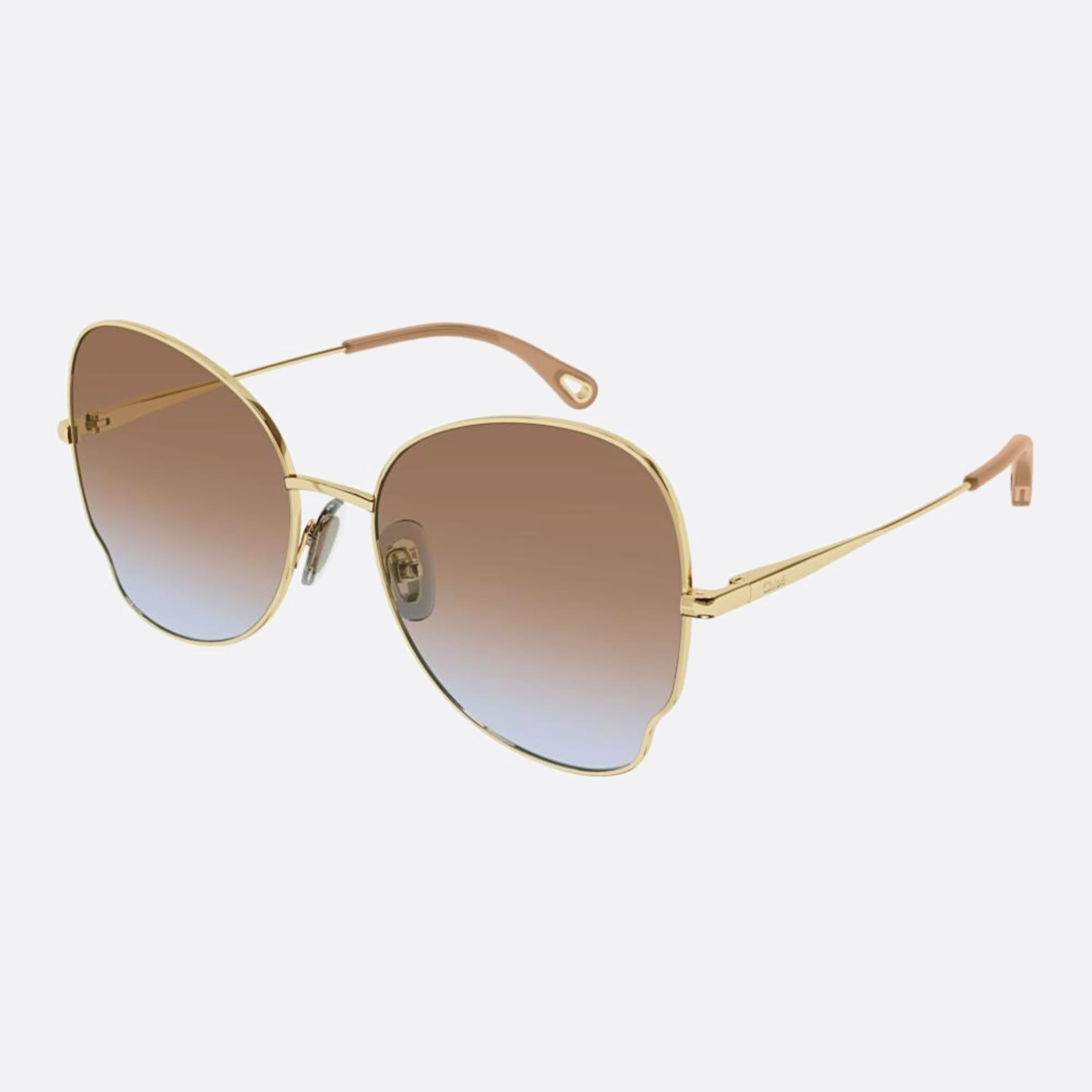 Chloe 59mm Gold Geometric Women Sunglasses - Side View