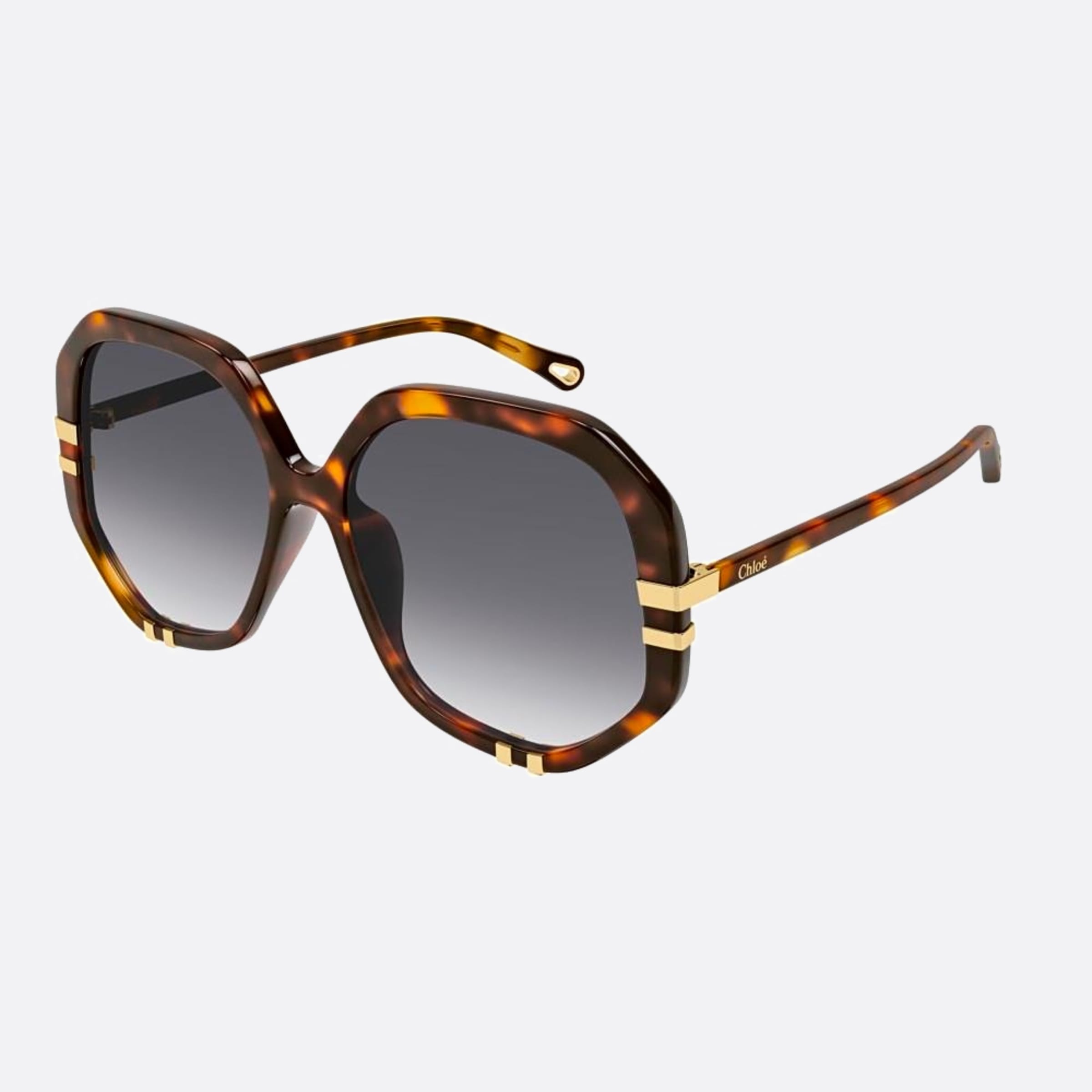 Chloe 55mm Havana Oversize Women Sunglasses - Side View