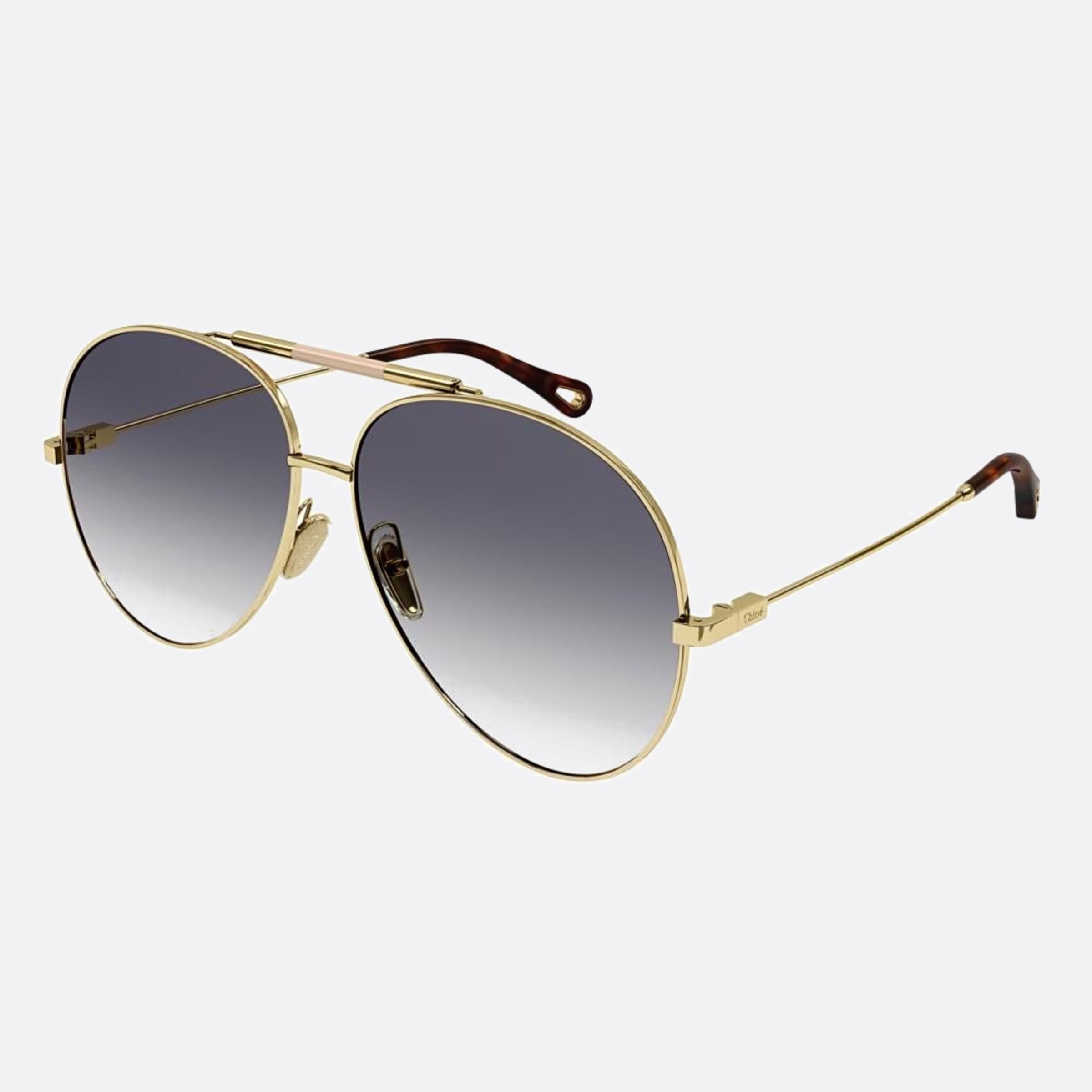 Chloe 62mm Gold Pilot Women Sunglasses - Side View