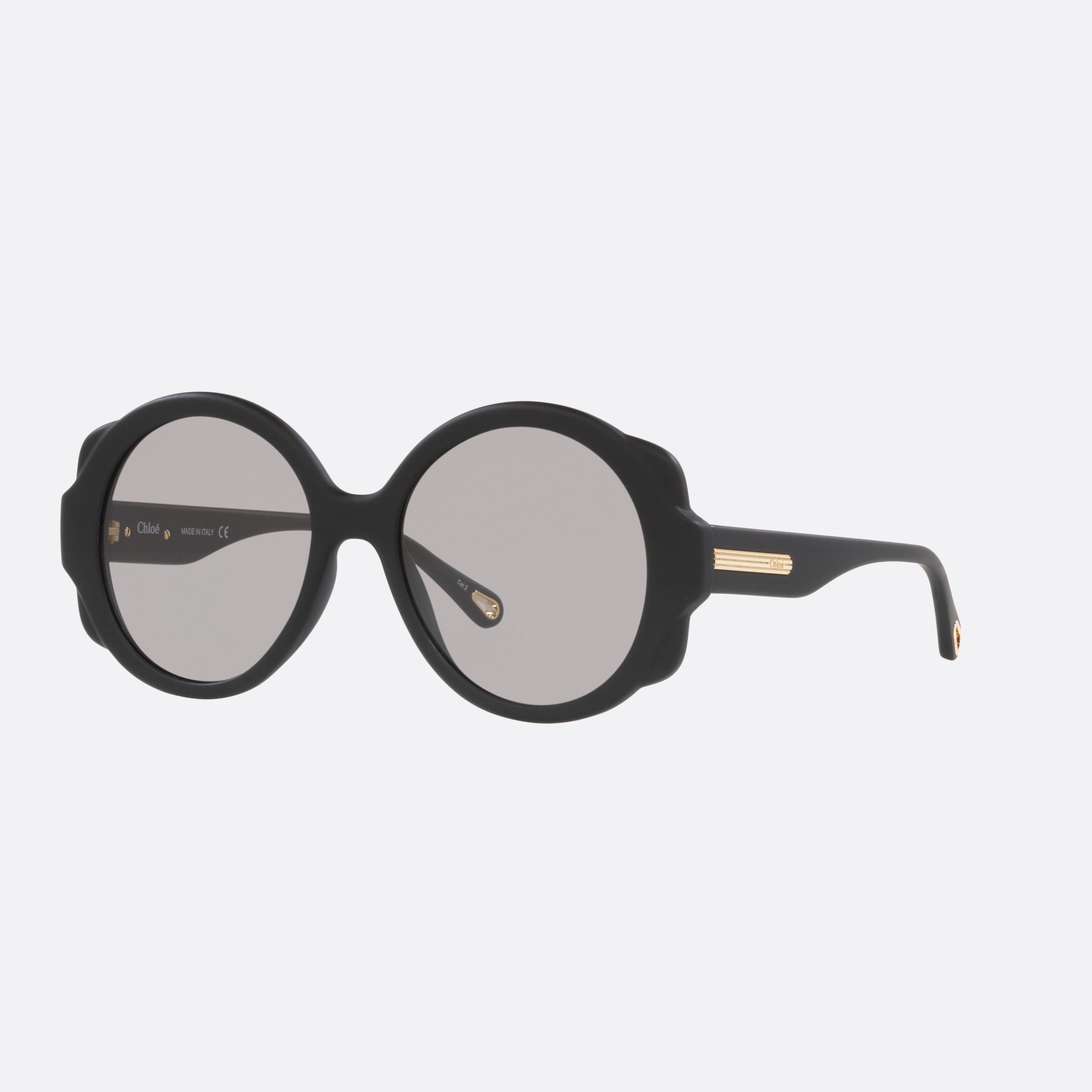 Chloe 55mm Black Round Women Sunglasses - Main View