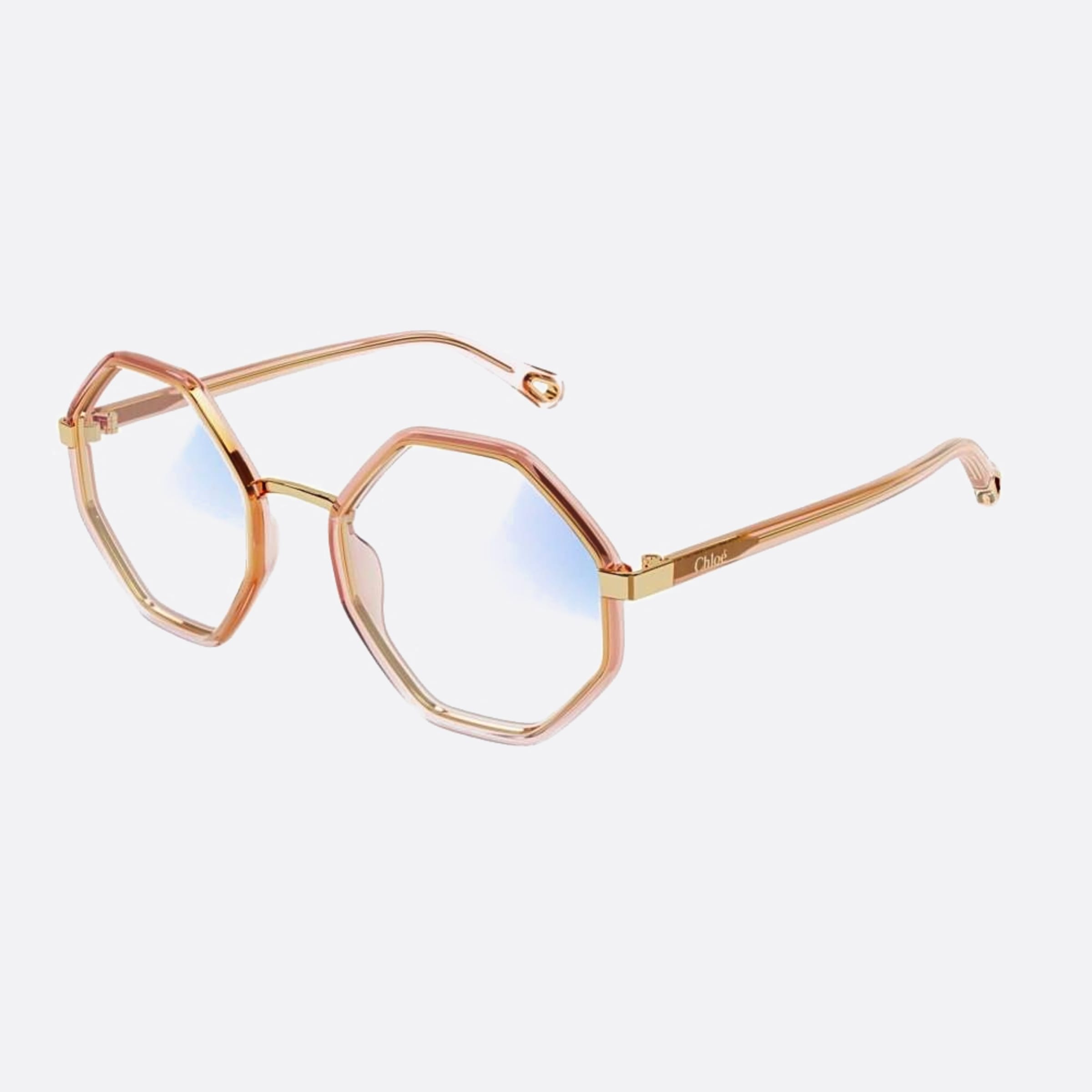 Chloe 53mm Women's Orange Geometric Photochromic Sunglasses - Side View