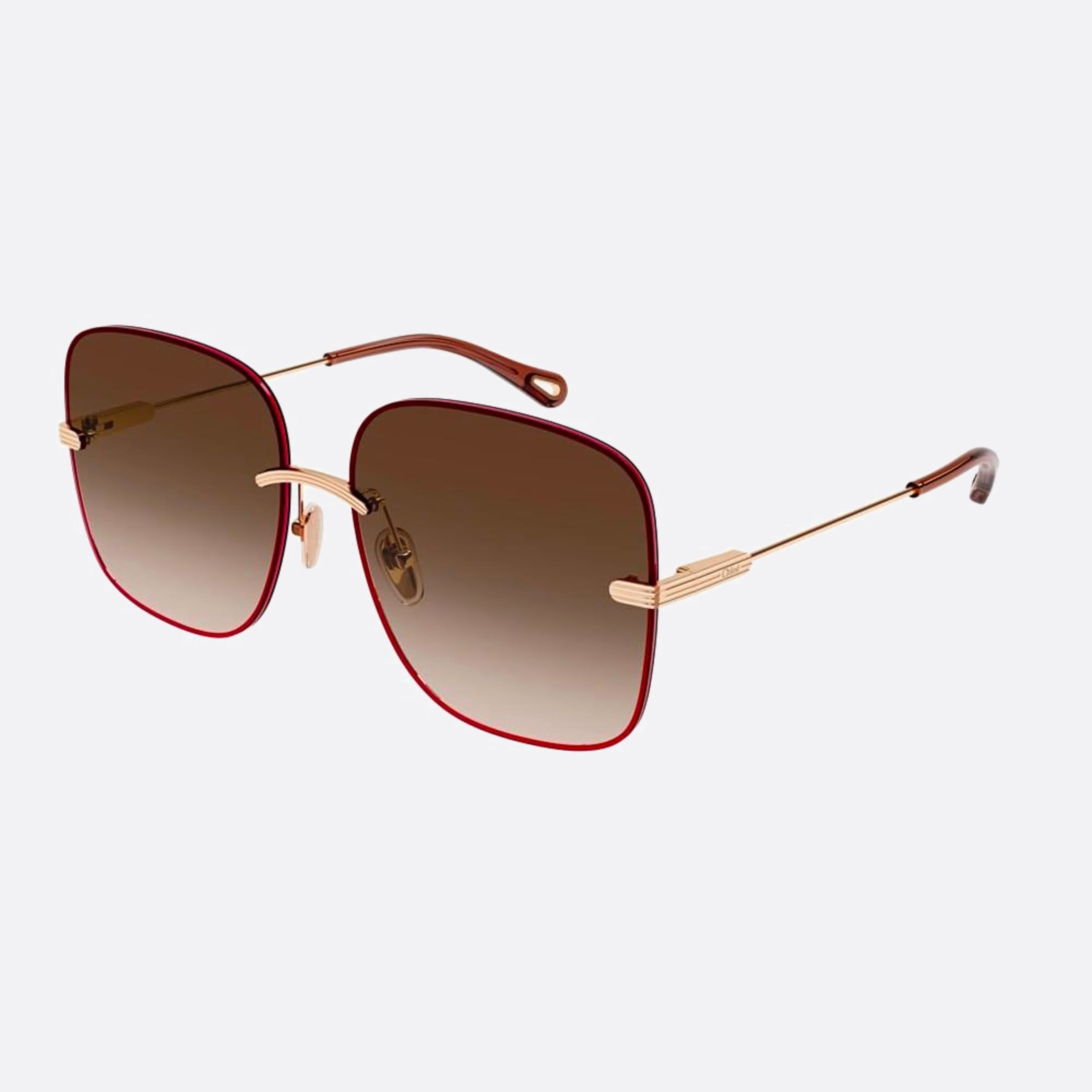 Chloe 61mm Red Geometric Women Sunglasses - Side View