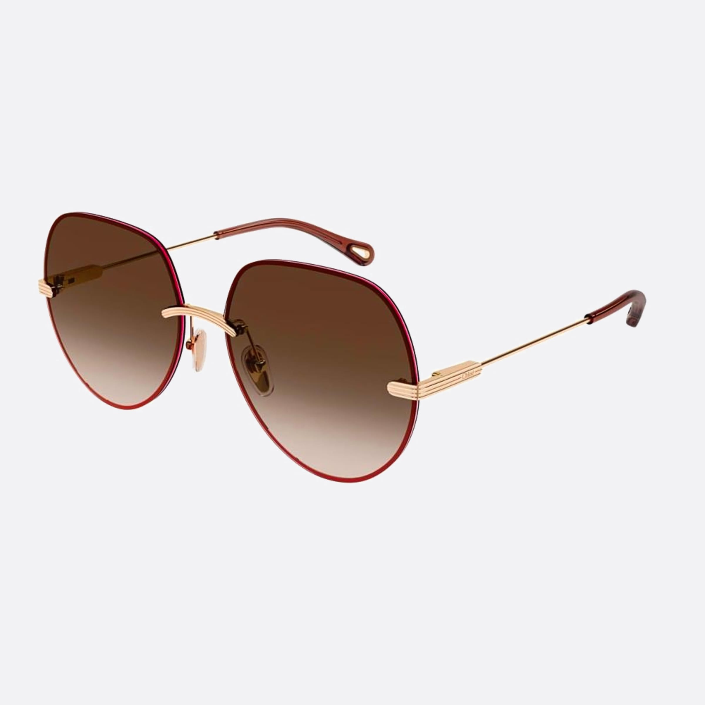 Chloe 58mm Red Geometric Women Sunglasses - Side View