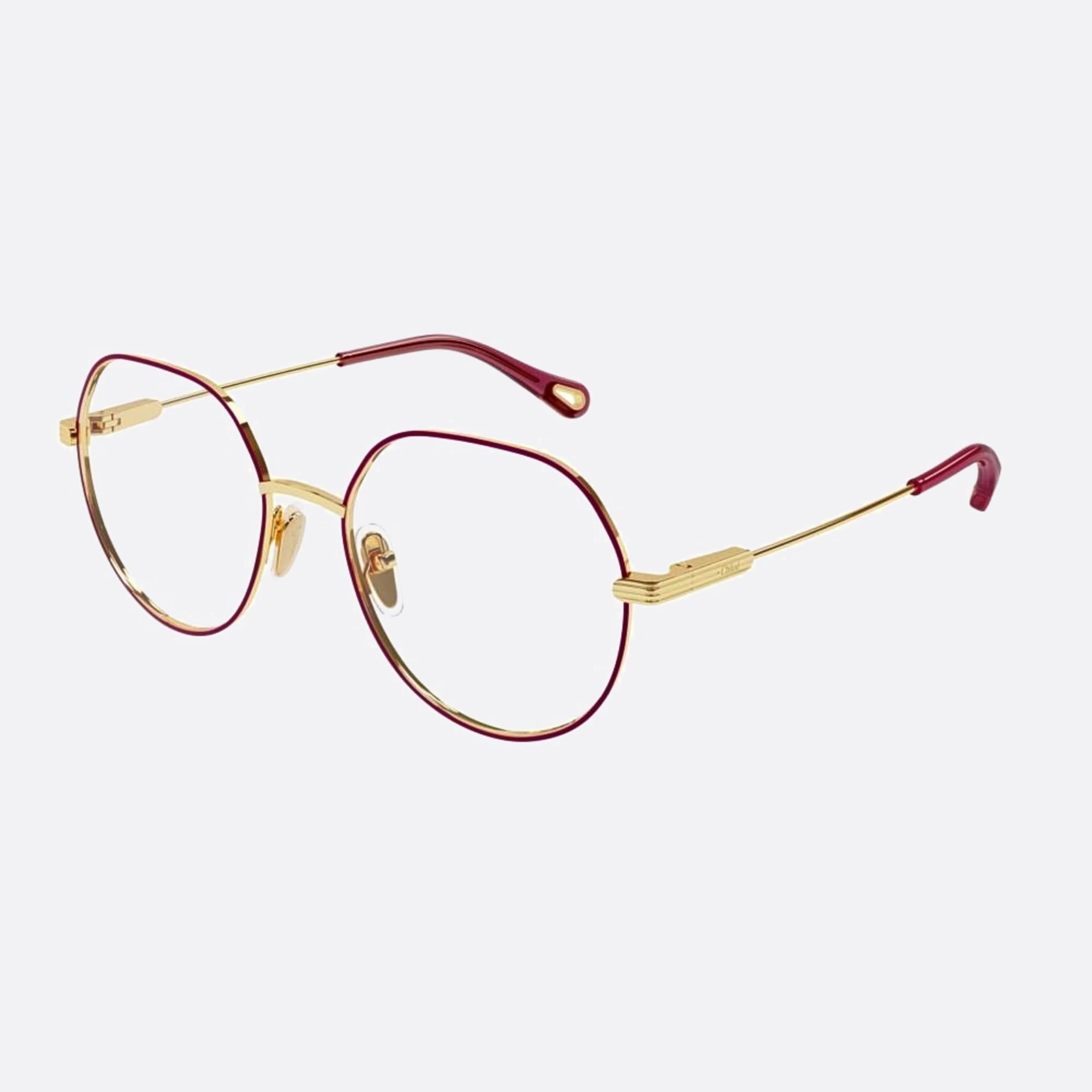 Chloe 53mm Women's Pink Round Eyeglasses - Side View