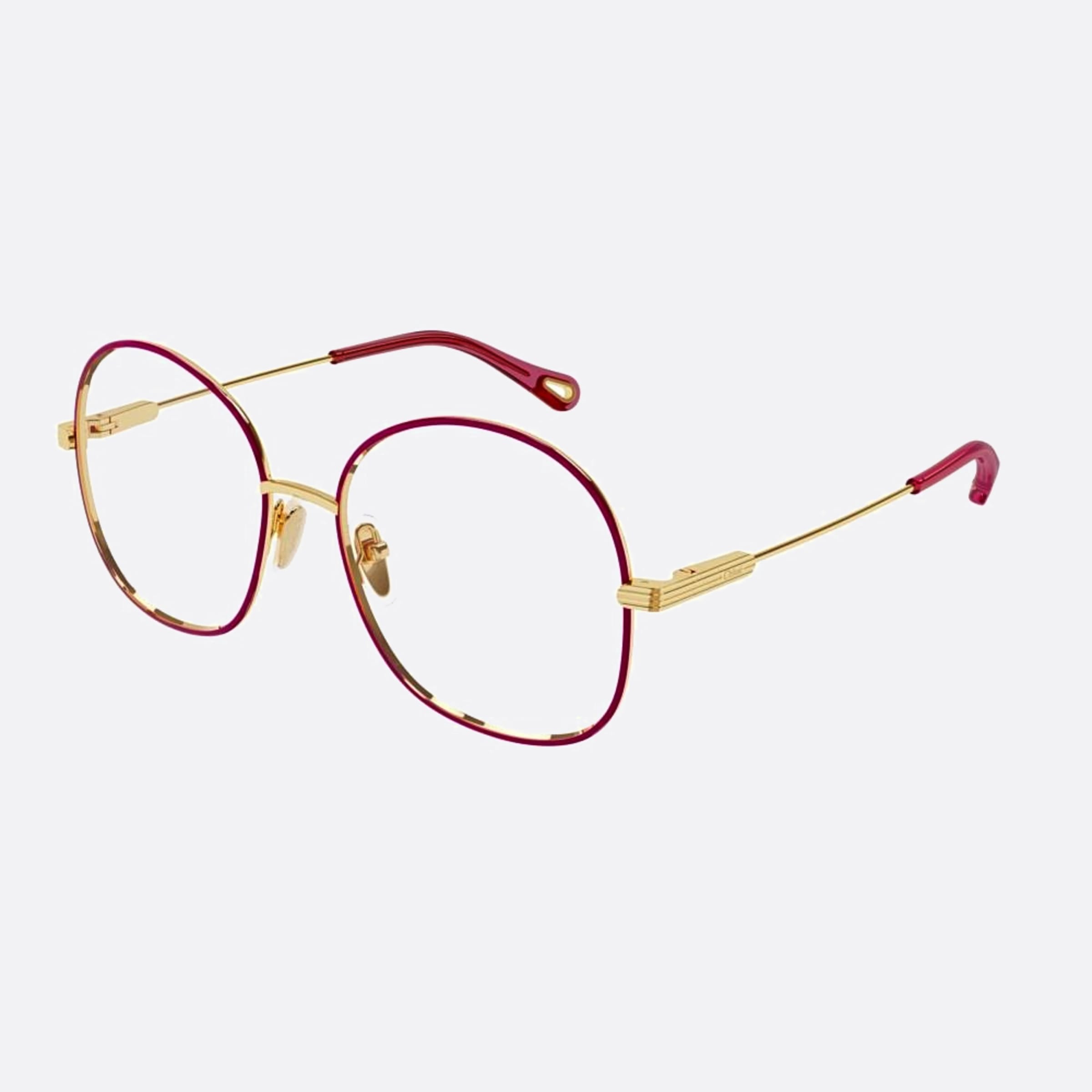 Chloe 55mm Pink Round Women Eyeglasses - Side View